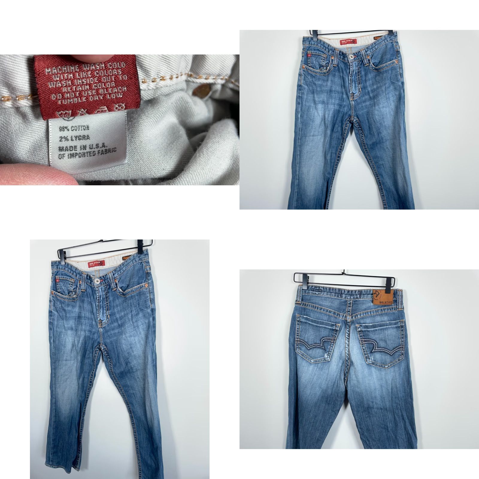 Denime VINTAGE Big Star Jeans Bootcut 5-Pocket Men's 30 x 29 Blue Denim Boot Cut Regular Rise Midi 90s Grunge Retro US Made Size US 30 / EU 46 - 9 Thumbnail