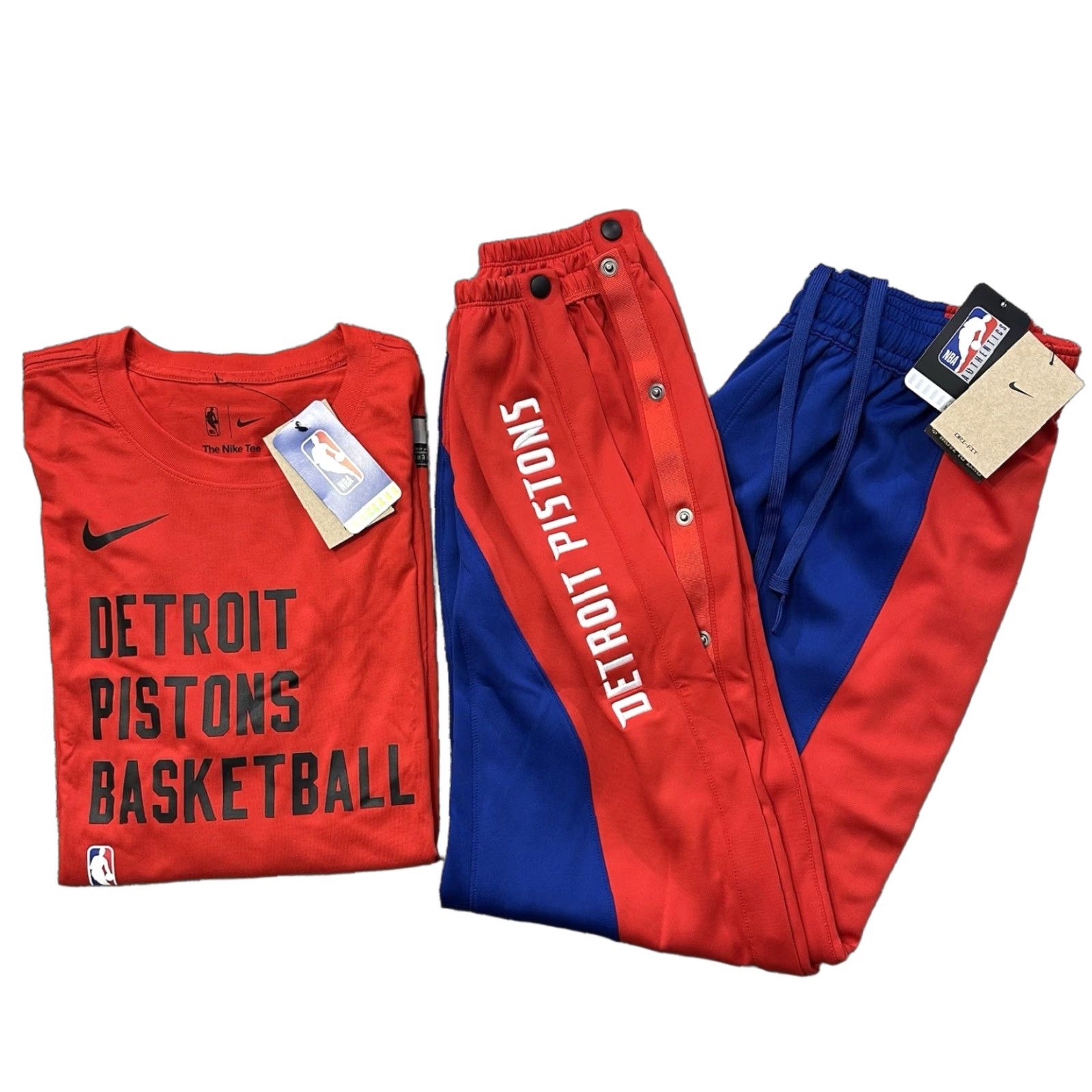 Nike VINTAGE Nike Detroit Pistons Tearaway Pants Shooting Shirt Set PE Mens L NBA Team Issued Size US L / EU 52-54 / 3 - 1 Thumbnail