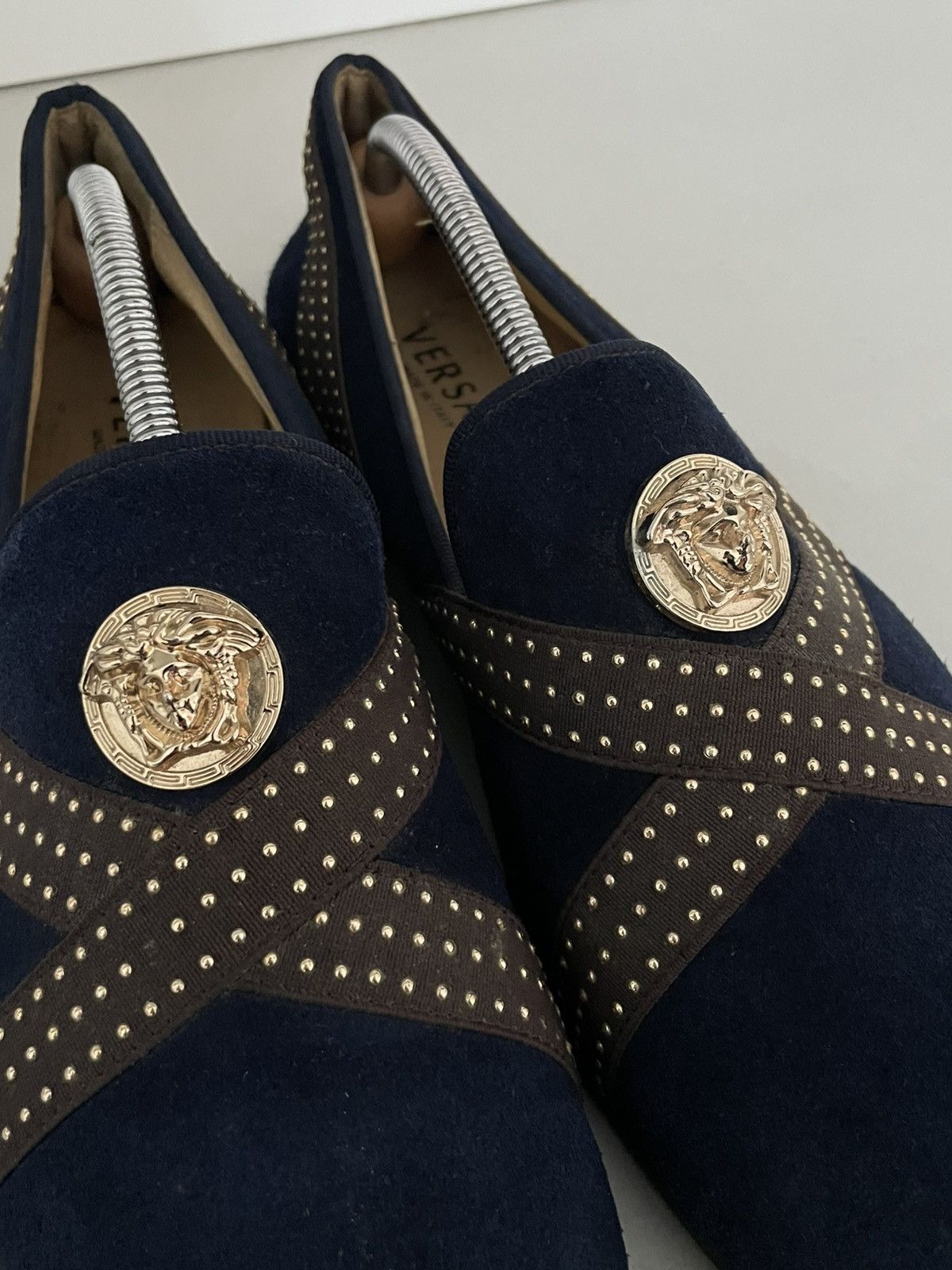 Versace Versace Medusa Suede Leather Men Loafers Blue RARE Size US 10.5 / EU 43-44 - 3 Thumbnail