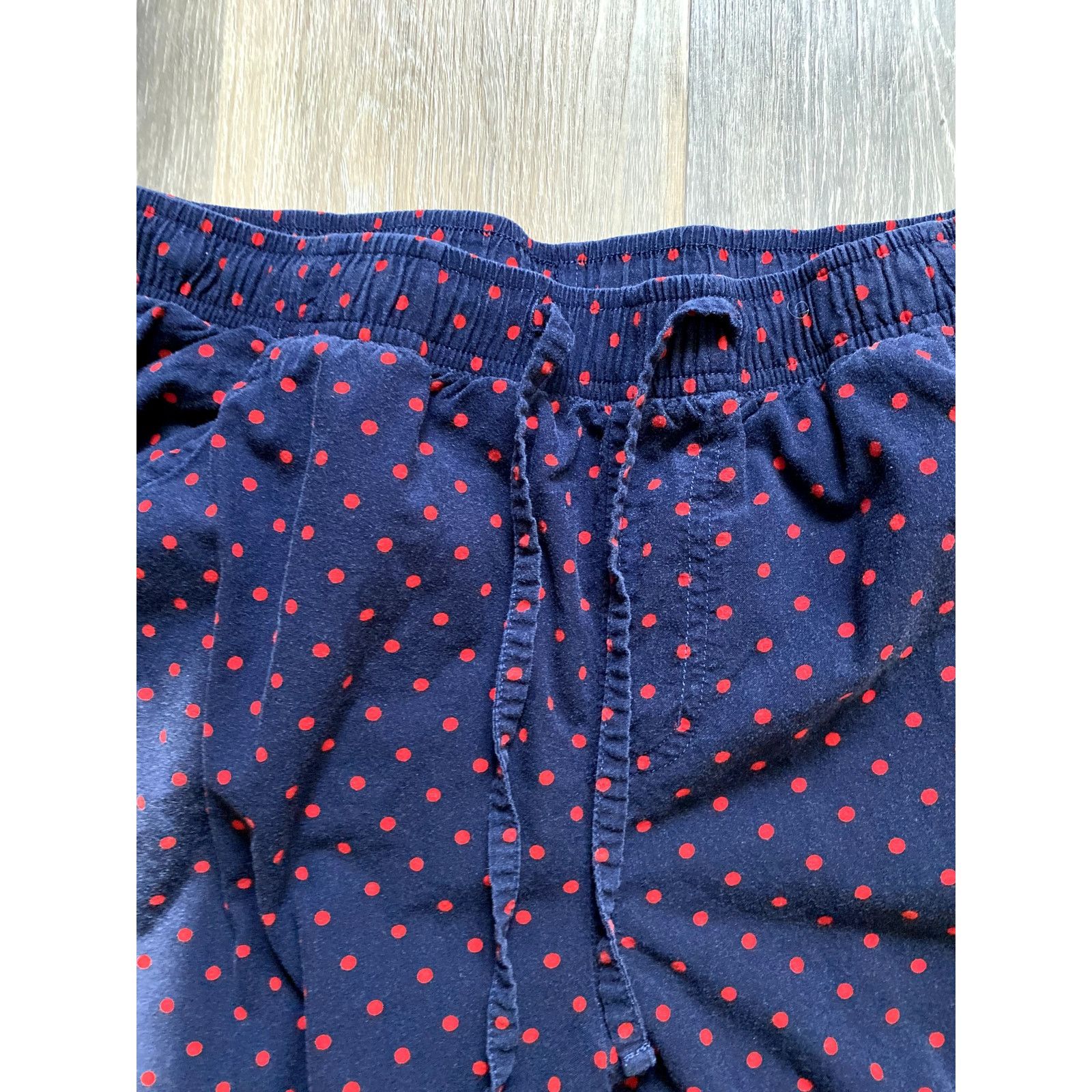Other Polka Dot Cotton Cozy Bloomer Pant Crop Large Red Navy Capri Size 31" - 3 Thumbnail