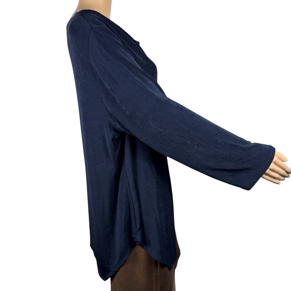 Chicos Chico's Travelers Blue Liquid Knit Cowl Neck Asymmetrical H Size XL / US 12-14 / IT 48-50 - 3 Thumbnail