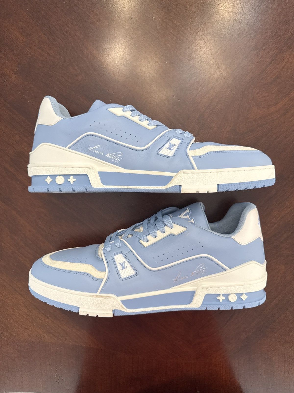 Louis Vuitton Louis Vuitton LV Trainer #54 Light Blue White Size LV 12 Size US 12 / EU 45 - 1 Thumbnail