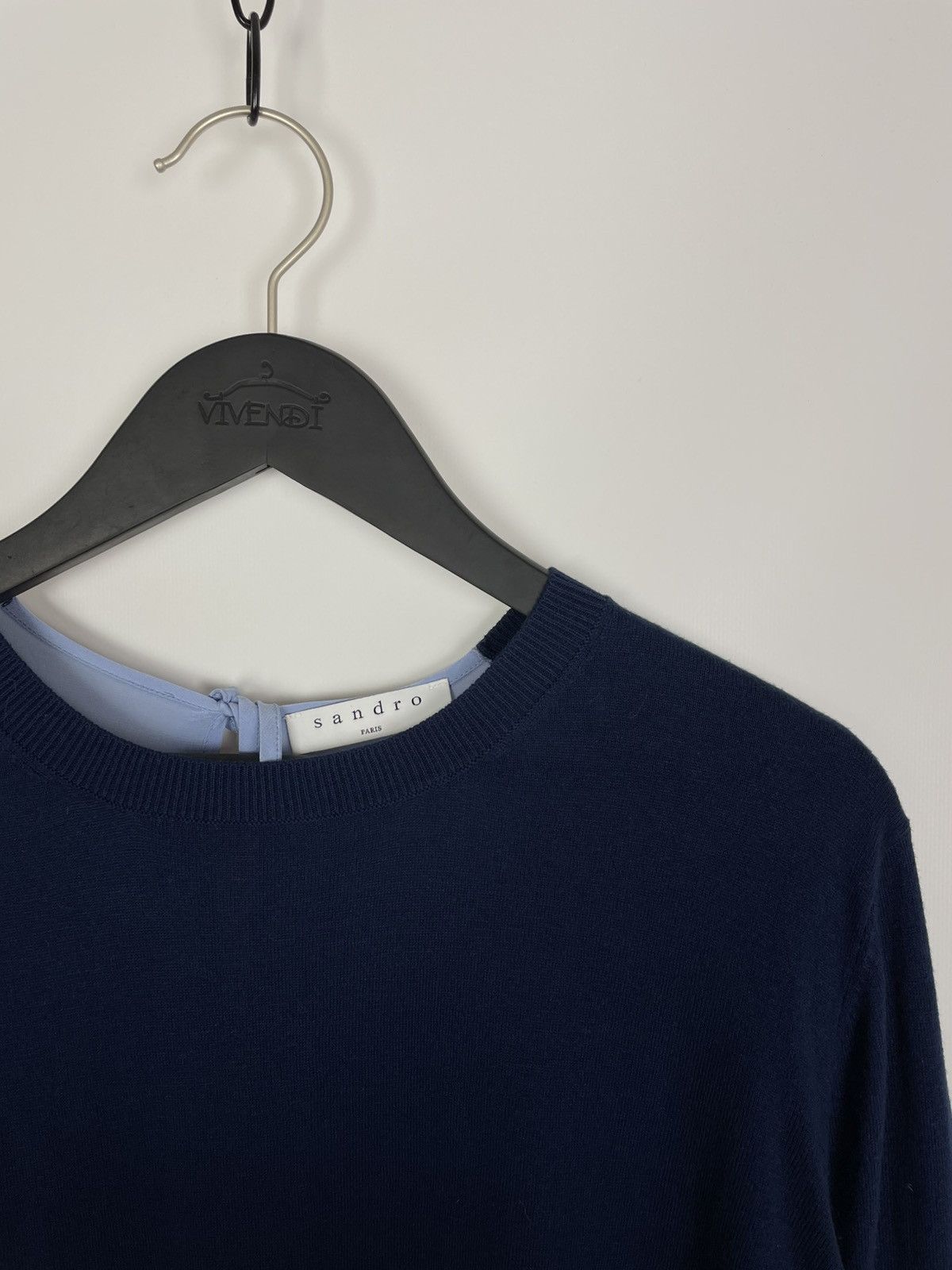 Sandro Sandro Paris Blue Ipolit Silk Back Sweater Open Ti Size M / US 6-8 / IT 42-44 - 4 Thumbnail