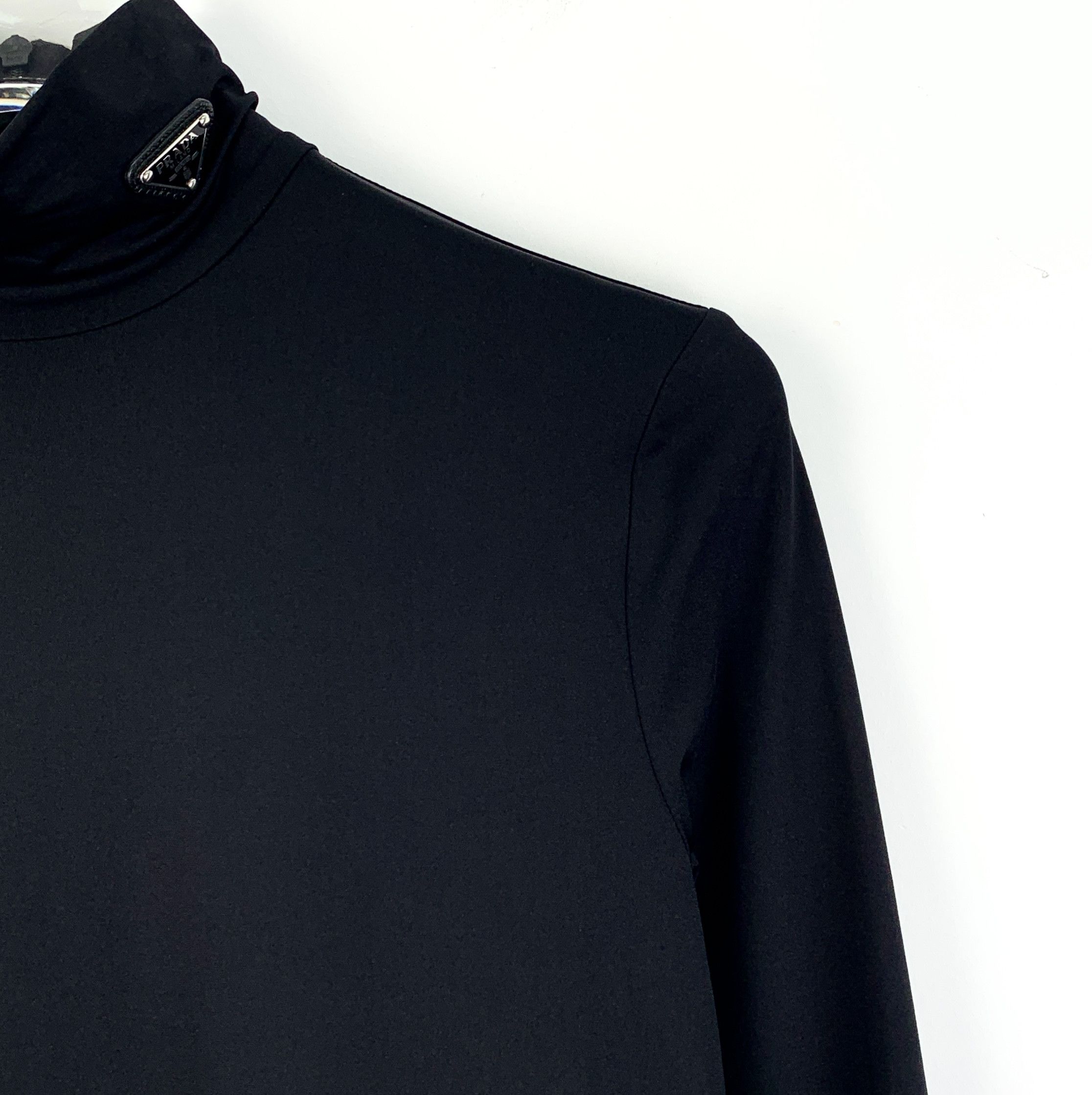 Prada Prada Dress Triangle Logo Stand Collar Black (Size 38) Size XS / US 0-2 / IT 36-38 - 7 Thumbnail