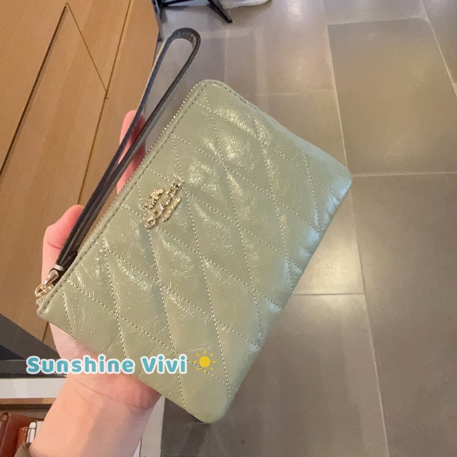 Coach NWT Coach Corner Zip Wristlet CEF80 leather PISTACHIO Size ONE SIZE - 2 Thumbnail