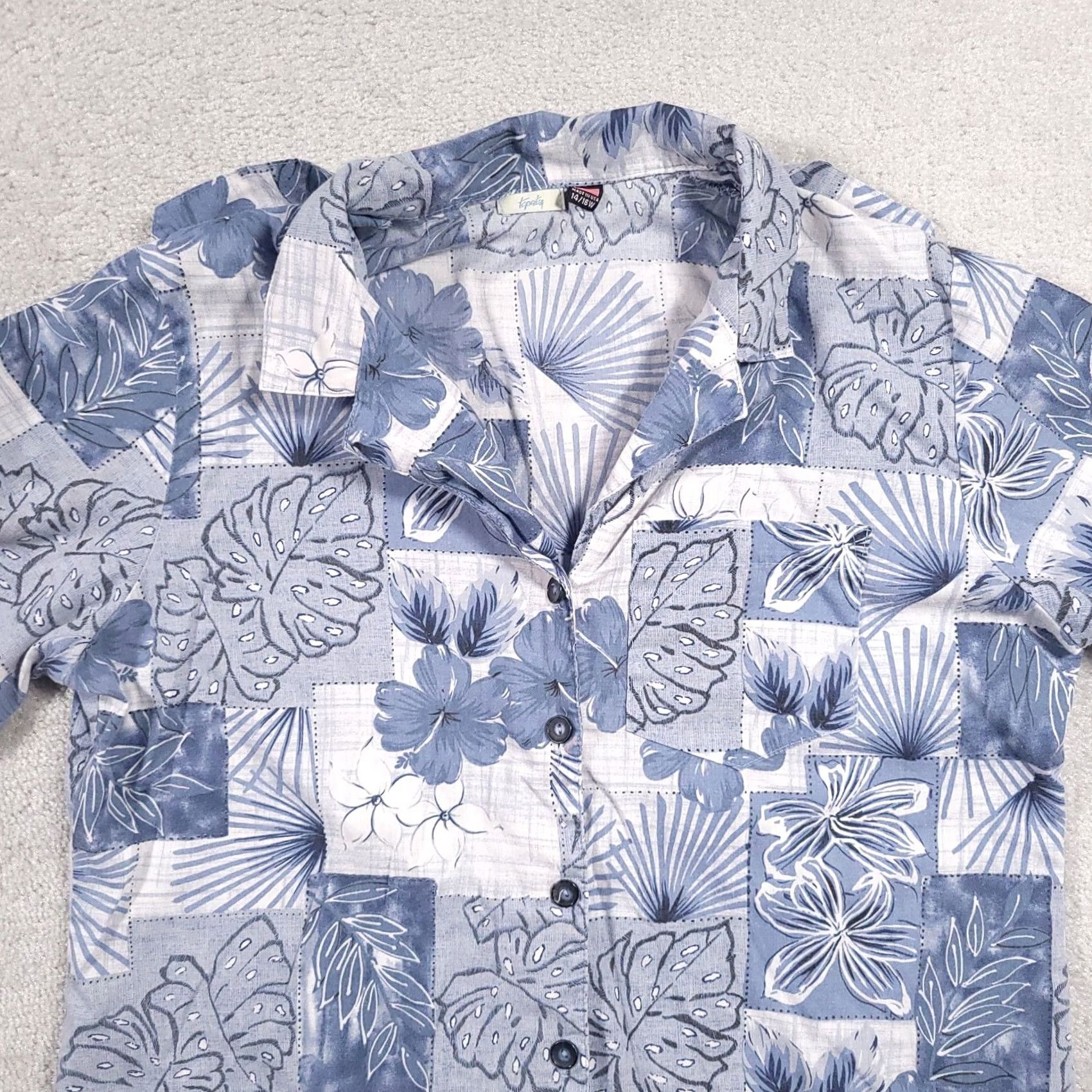 Vintage VINTAGE Tapestry Button Up Casual Hawaiian Shirt Women 14W Blue Made In USA Size XL / US 12-14 / IT 48-50 - 3 Thumbnail