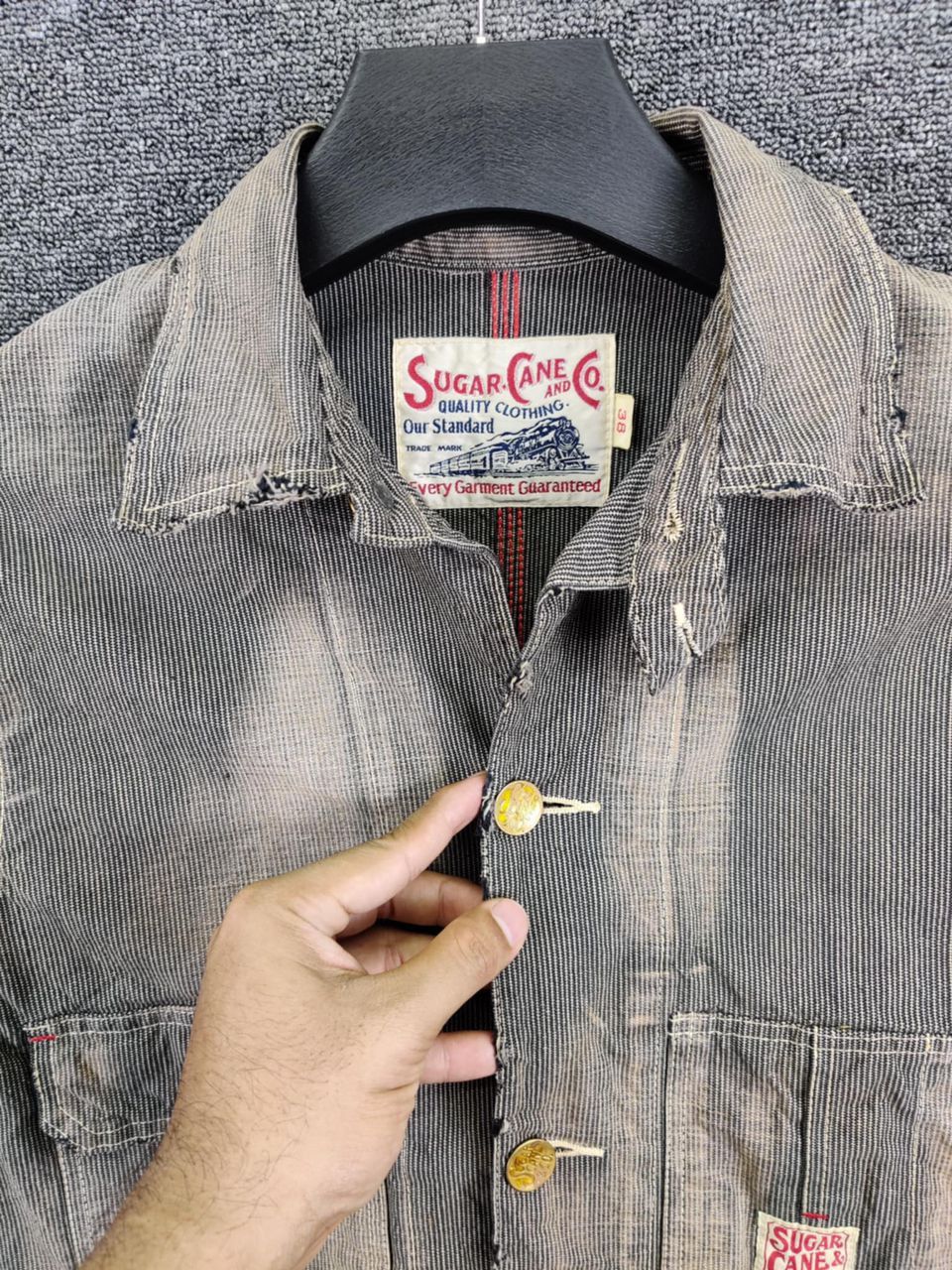 Sugar Cane Vintage Sugar Cane Stripe Denim Chore Jacket Size US M / EU 48-50 / 2 - 3 Thumbnail
