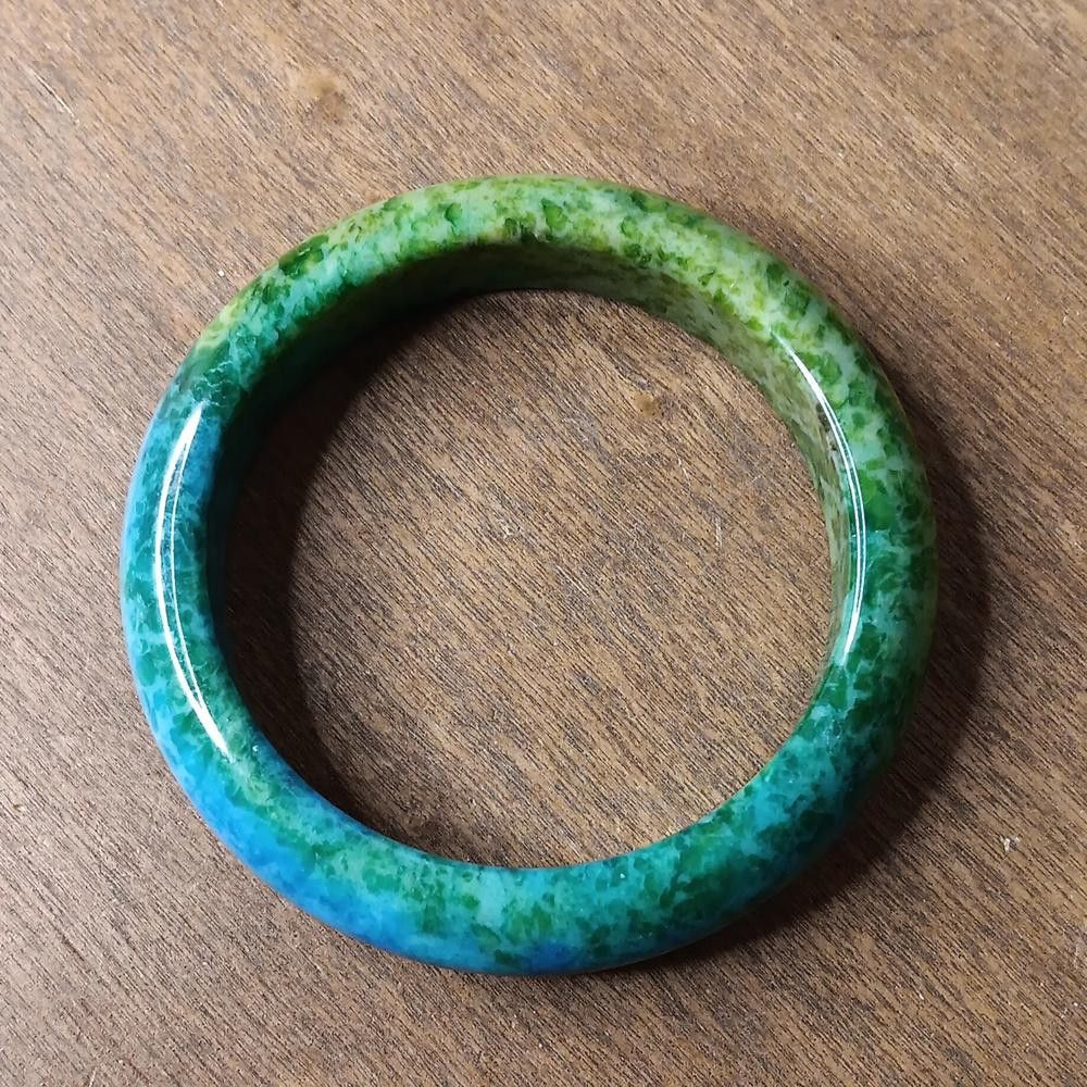 Designer Genuine Peacock Jade Bangle Bracelet Size ONE SIZE - 2 Thumbnail