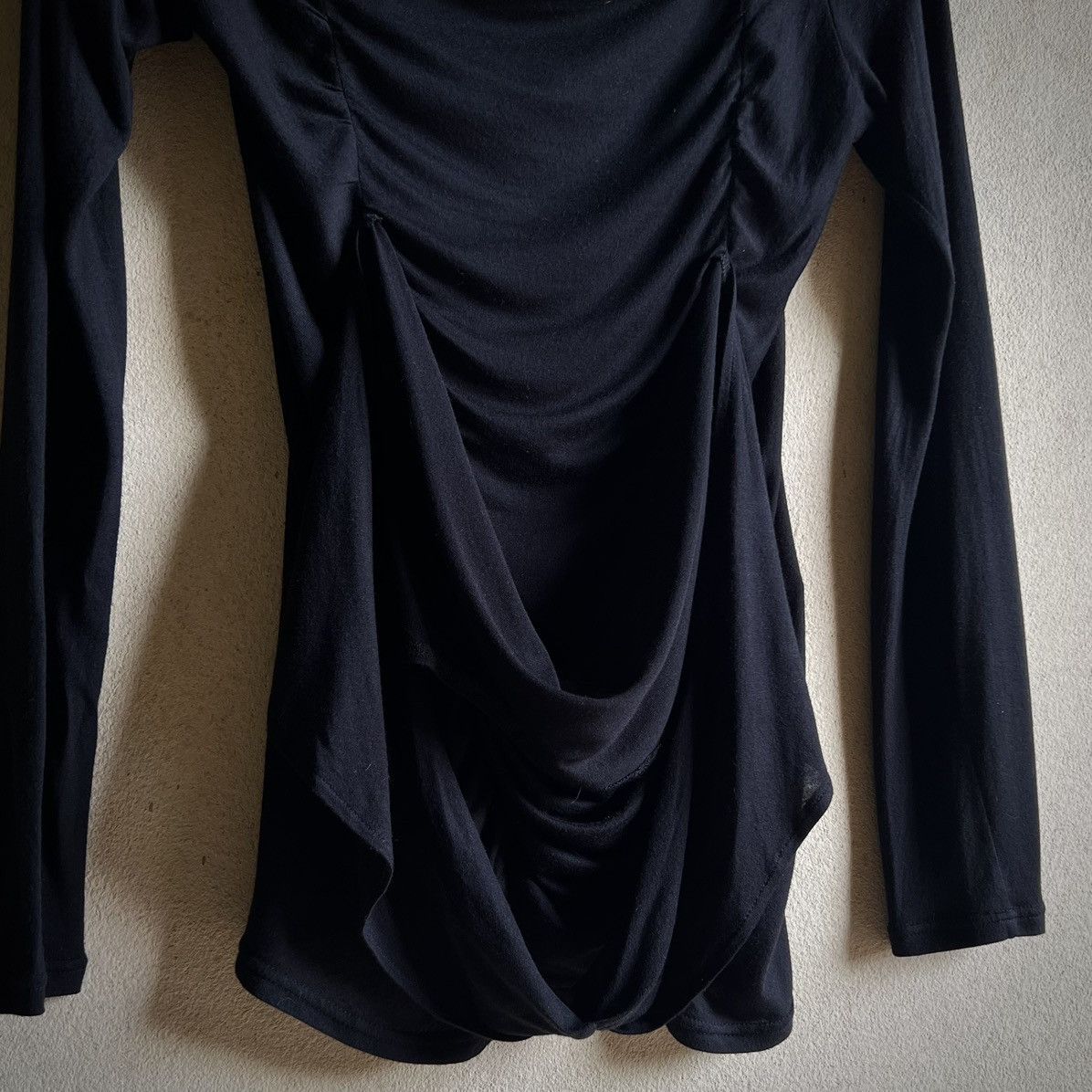 Tornado Mart Tornado Mart Black Draped Long Sleeve Top Early 2000s Size US XS / EU 42 / 0 - 7 Thumbnail