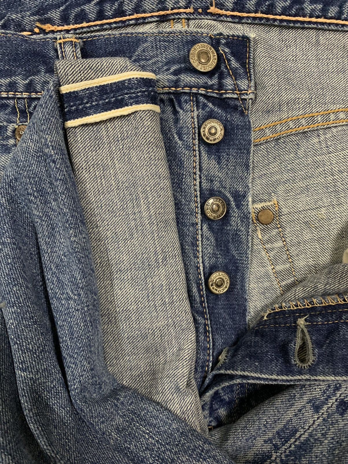 Sugar Cane Vintage 90s Warehouse & Co Selvedge Loose Distressed Jorts Size US 33 - 6 Thumbnail