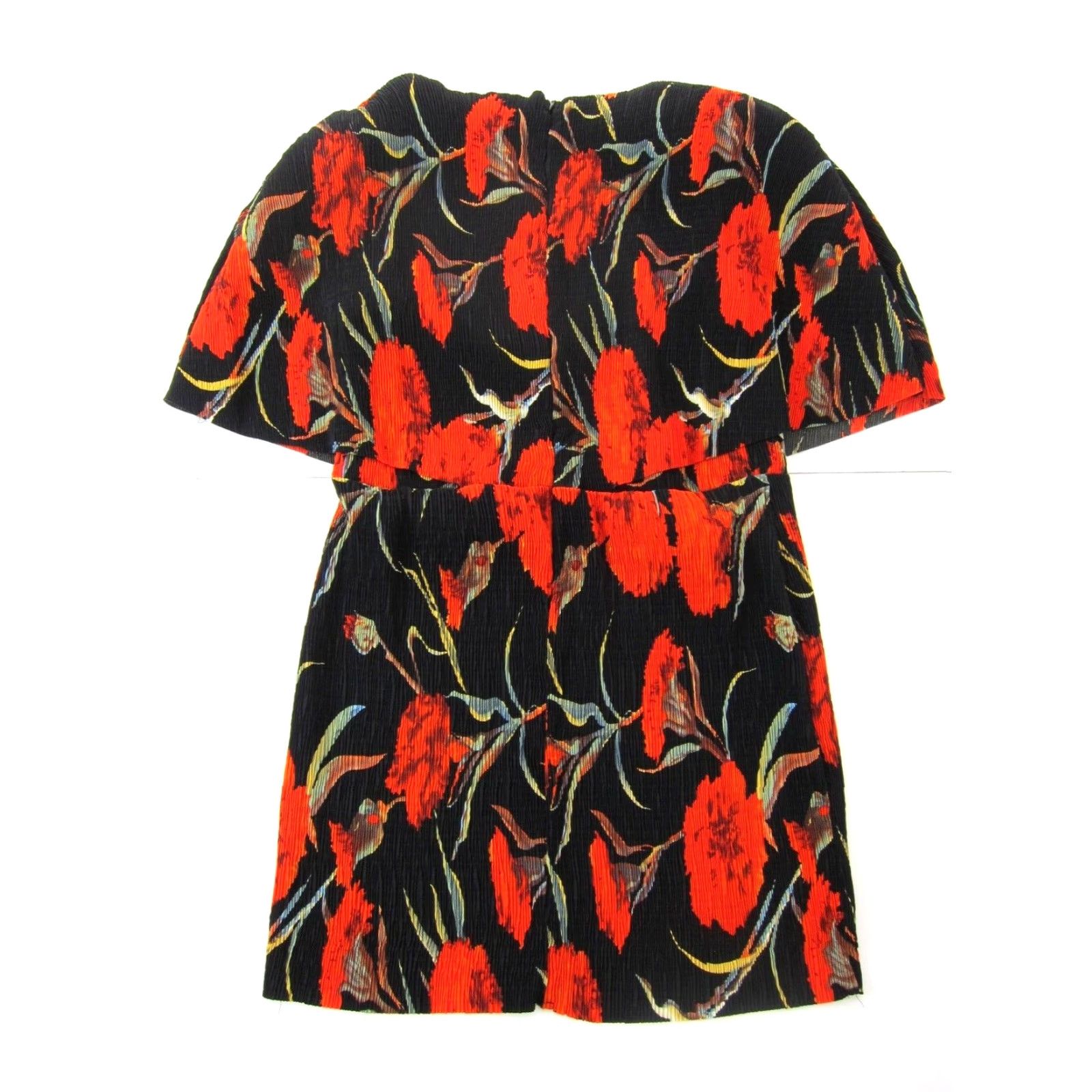 Missguided Missguided Red Black Green Floral Stretch V-Neck Short Sleeve Tunic Dress 12 Size 34" / US 12 / IT 48 - 2 Thumbnail
