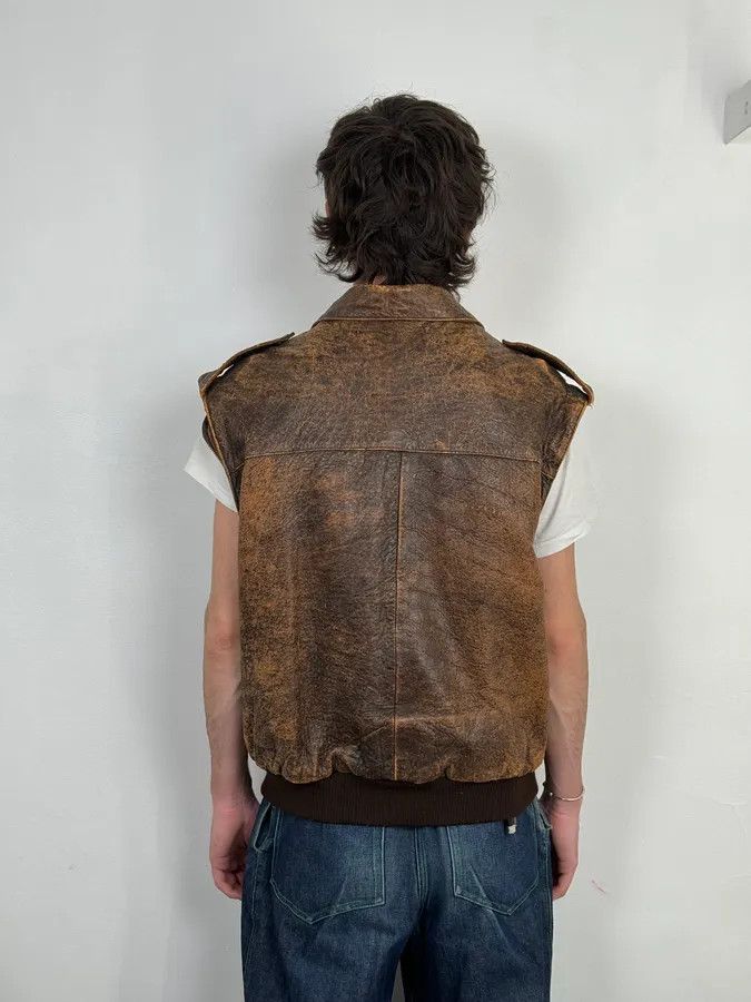 Studio D'Artisan Archive Brown Eroded Leather Jacket with Detachable Sleeves Size US L / EU 52-54 / 3 - 5 Thumbnail