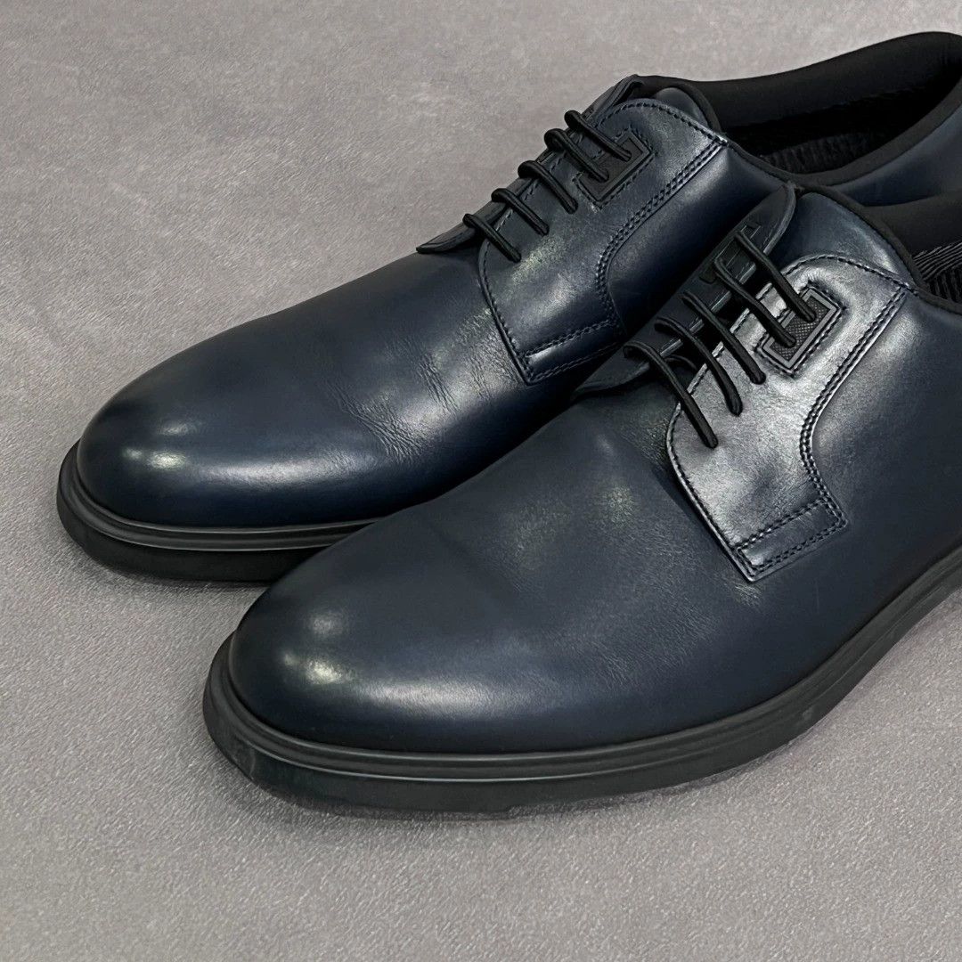 Hugo Boss HUGO BOSS peacock blue cow leather lace-up shoes Size US 8 / EU 41 - 4 Thumbnail