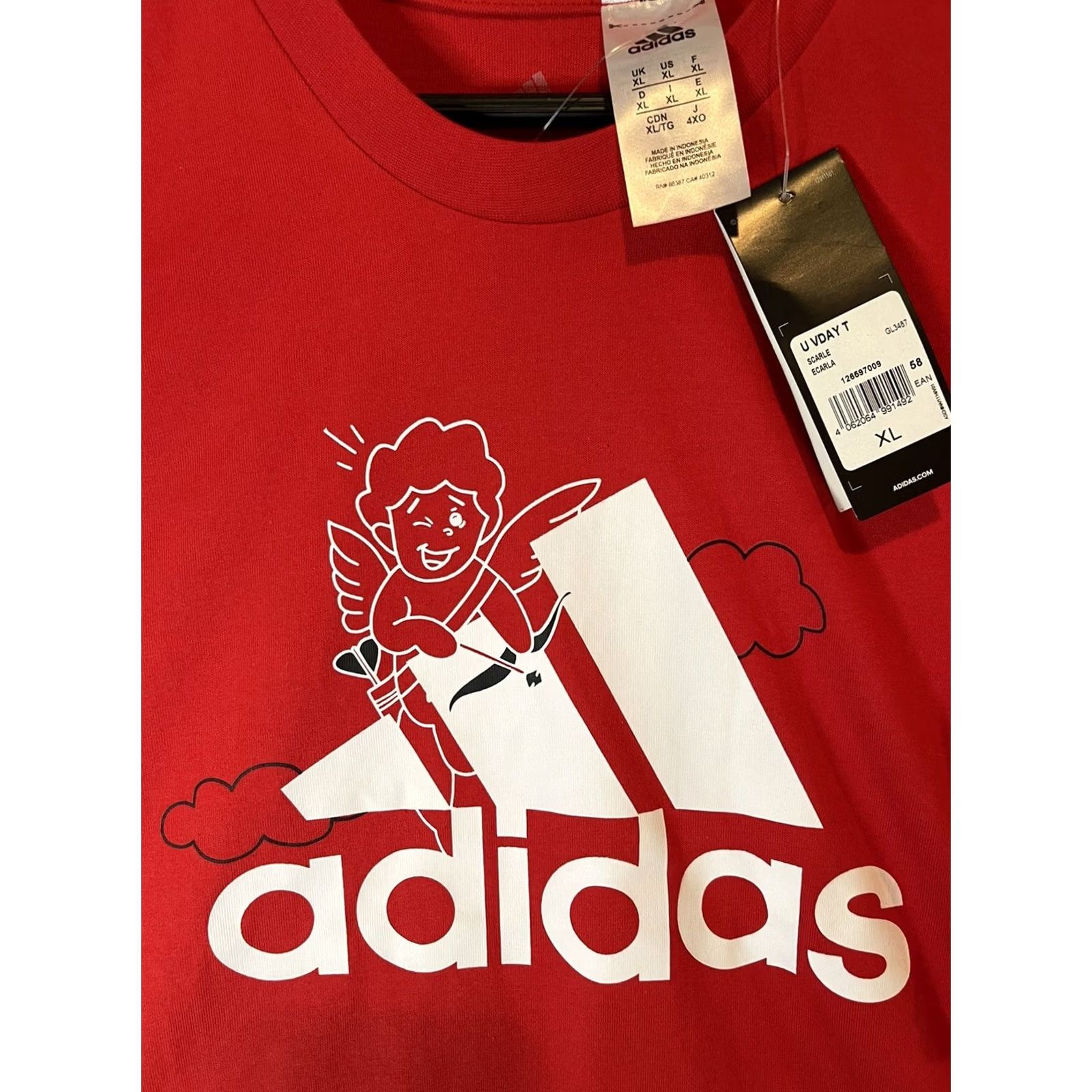 Adidas Adidas Shirt Mens XL Red Cupid Valentines Day GL3487 Graphic Tee Size US XL / EU 56 / 4 - 5 Thumbnail