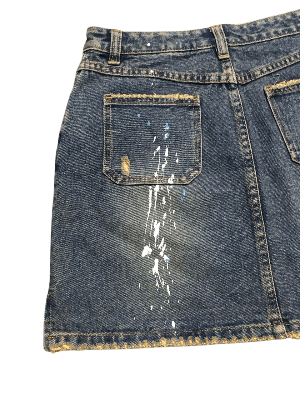 If Six Was Nine Japanese MouthValley Painters Denim Skirt Distressed Design Size 30" / US 8 / IT 44 - 5 Thumbnail