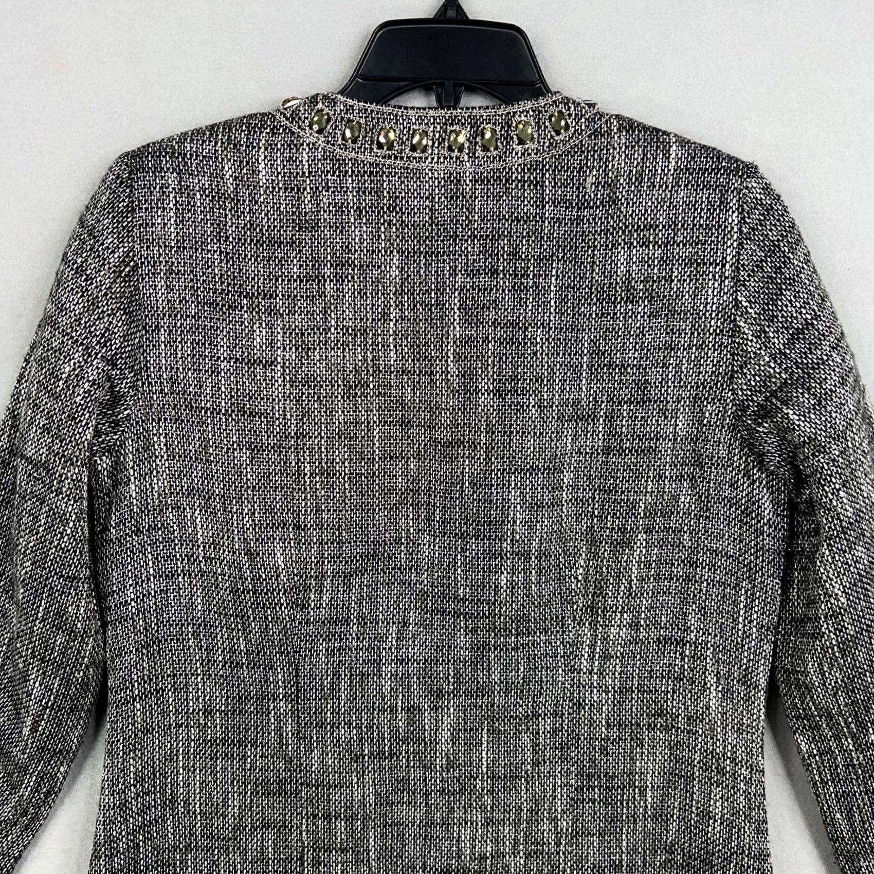 Vintage Chicos Jacket Women 0 Metallic Jewel Embellished Tweed Long Blazer Career Casual Party/Cocktail Size S / US 4 / IT 40 - 7 Thumbnail