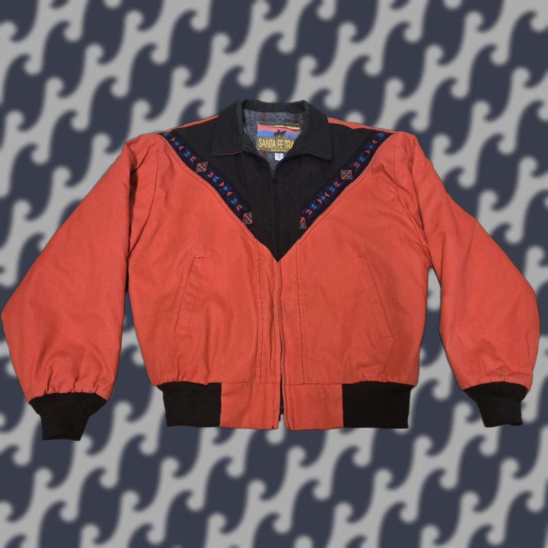 Vintage VINTAGE Santa Fe Trail Jacket Mens XL Orange Black Southwestern Bomber USA 80s Size US XL / EU 56 / 4 - 1 Thumbnail