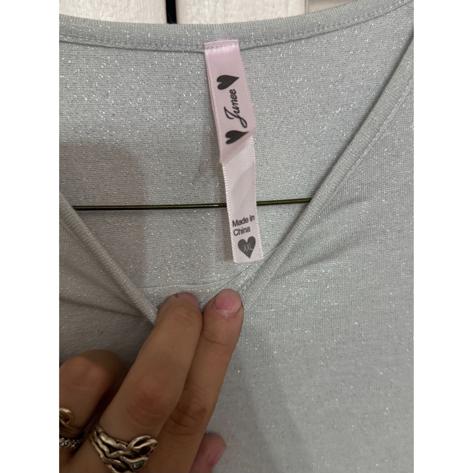 Other Junee sparkle silver three quarter sleeve top shirt size xxl Size ONE SIZE - 4 Thumbnail