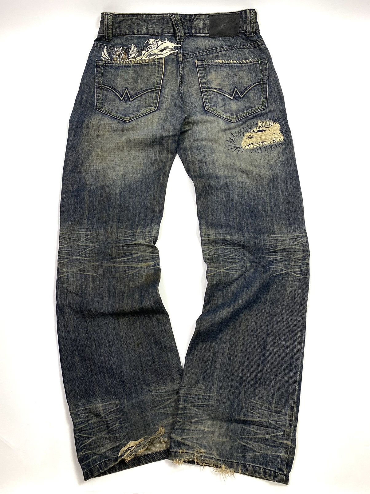 If Six Was Nine × Japanese Brand osaka big train 📍 distressed patchwork studdet jeans 32x32 Size US 32 / EU 48 - 5 Thumbnail