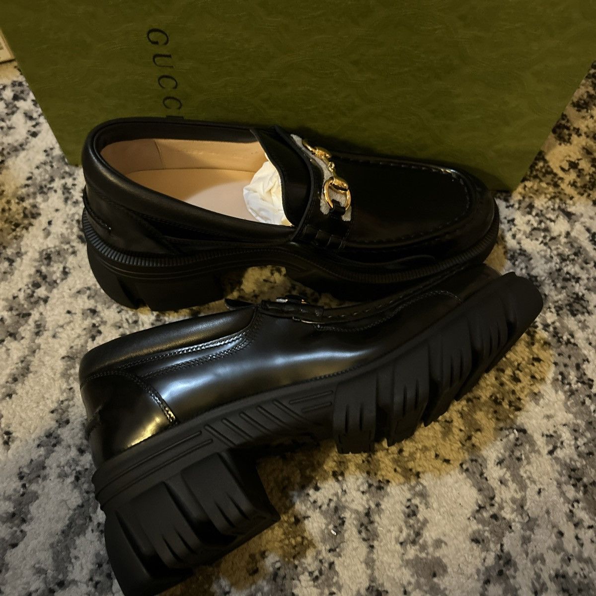 Gucci Gucci Horsebit Lug Sole Loafer Moccasin Leather Black Size US 11 / IT 41 - 3 Thumbnail