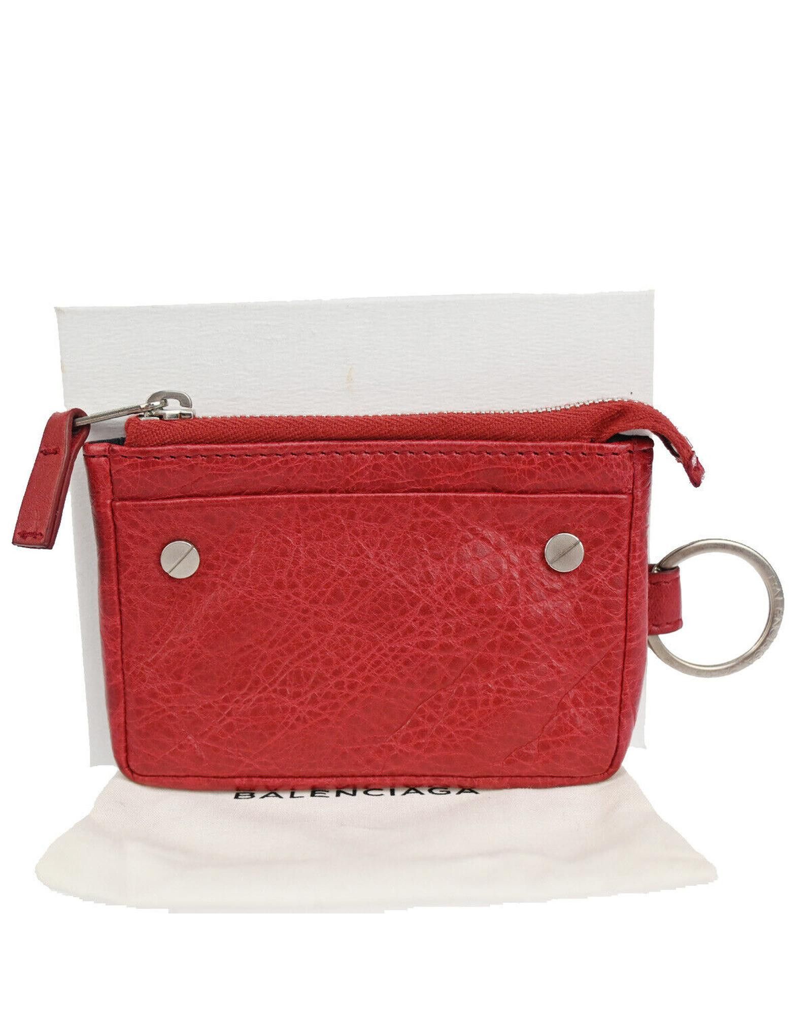 image of Balenciaga Red Leather Bifold Wallet, Women's