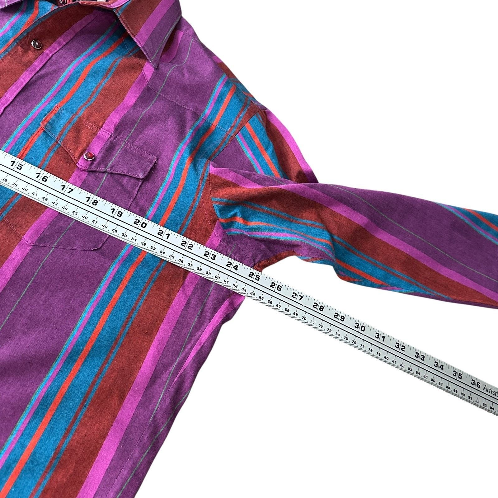 Wrangler Vintage Wrangler Western Shirt Men's 17 Purple Pink Blue Red Size US XL / EU 56 / 4 - 9 Thumbnail