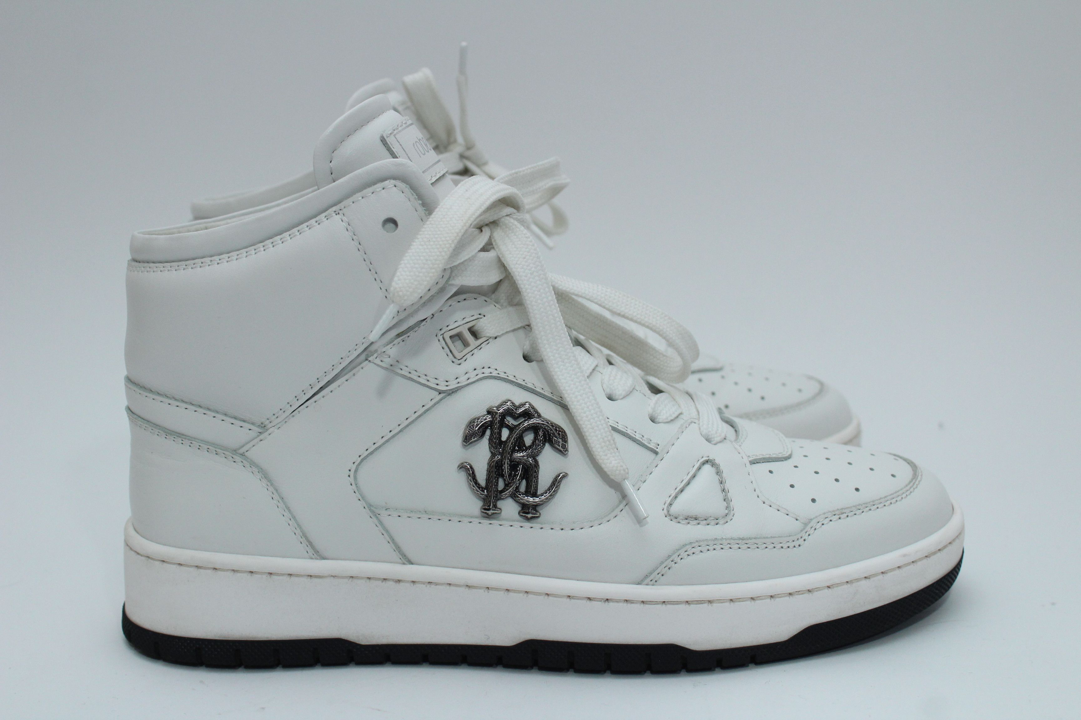 Roberto Cavalli Roberto Cavalli White Leather High-Top RC Logo Sneakers Size US 8 / EU 41 - 2 Thumbnail