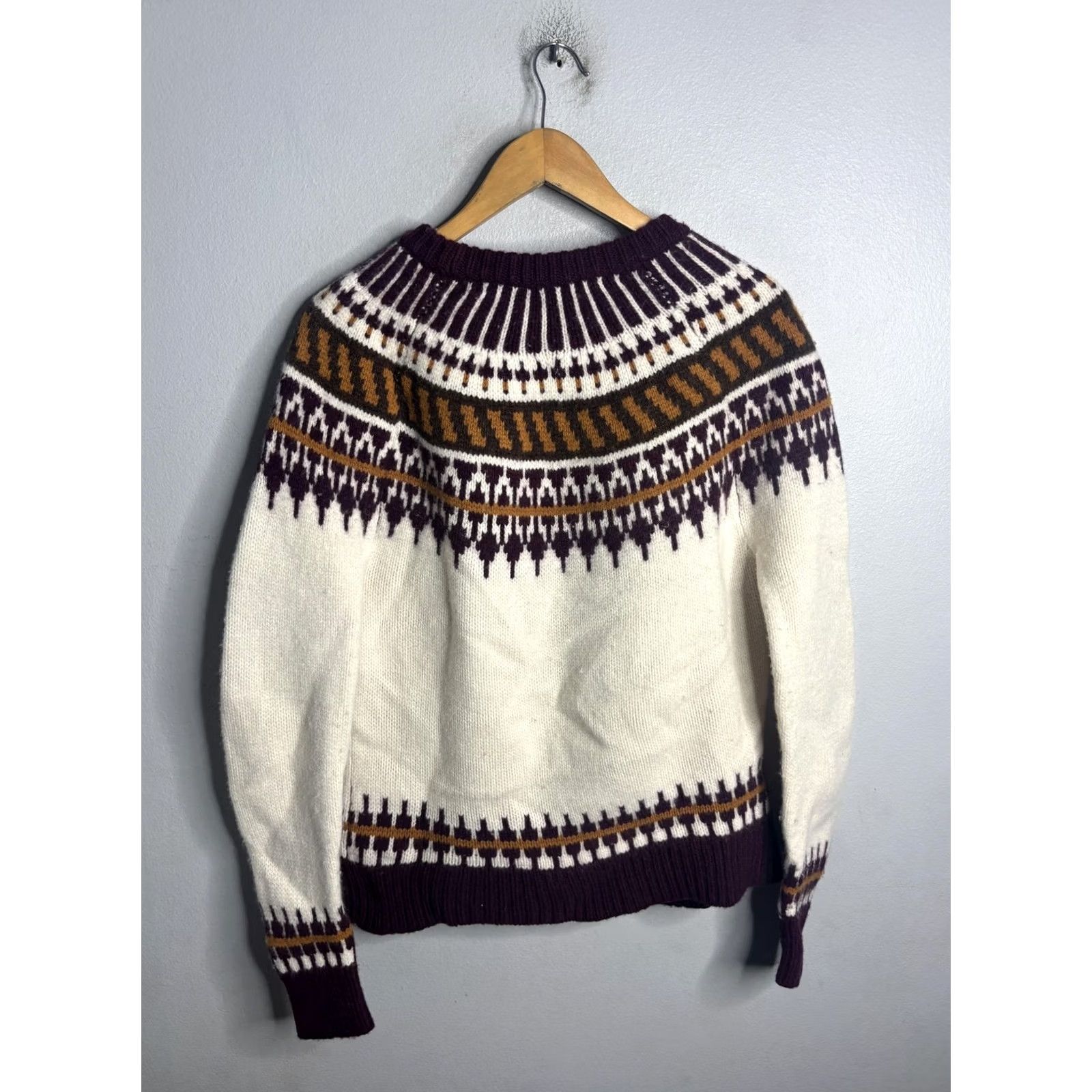 Tory Burch Tory Burch Sweater Womens L White Fair Isle Wool Blend Crewneck Pullover Size L / US 10 / IT 46 - 4 Thumbnail