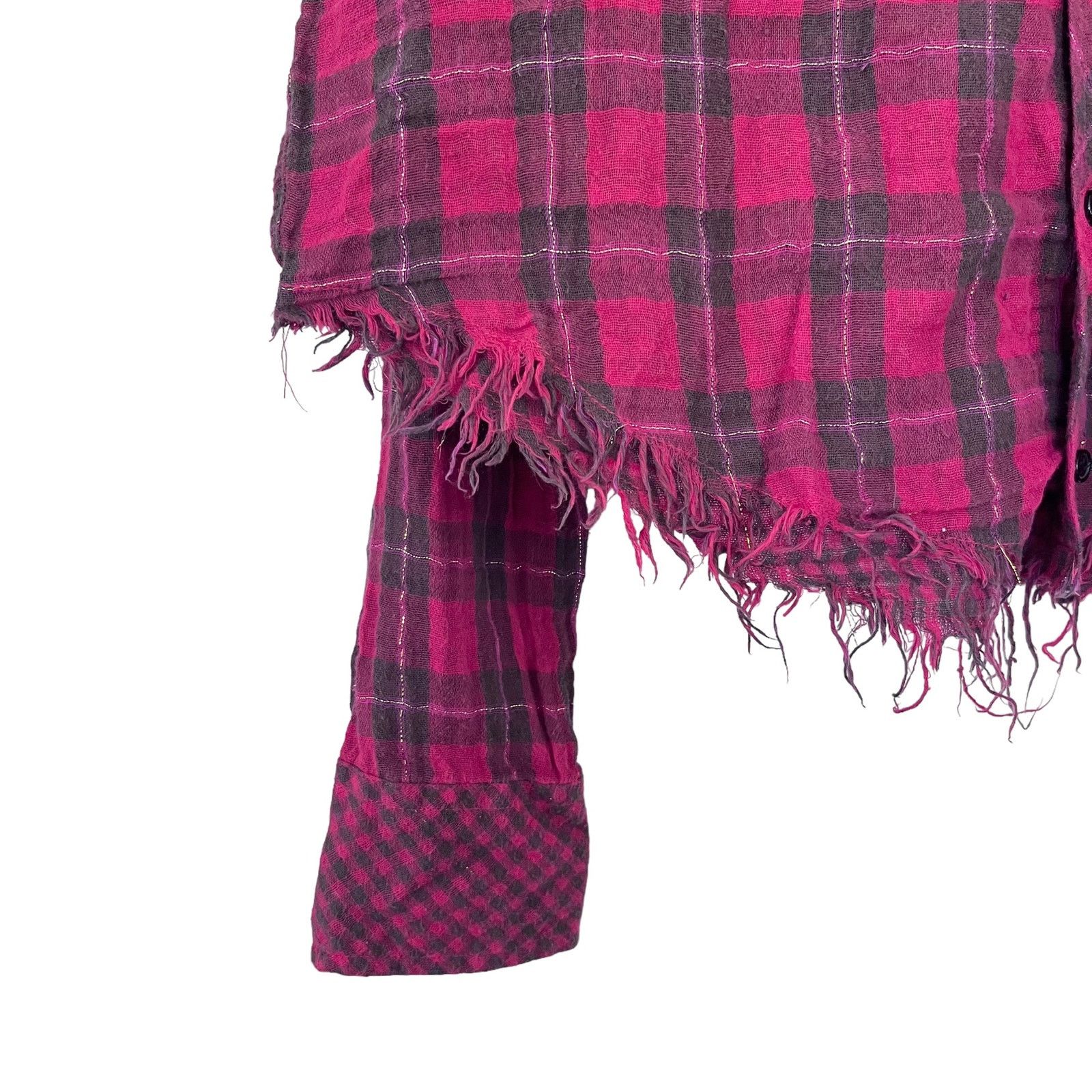Other Etienne Marcel Greta Plaid Muslin Cotton Shirt Frayed Hem Size S / US 4 / IT 40 - 2 Thumbnail