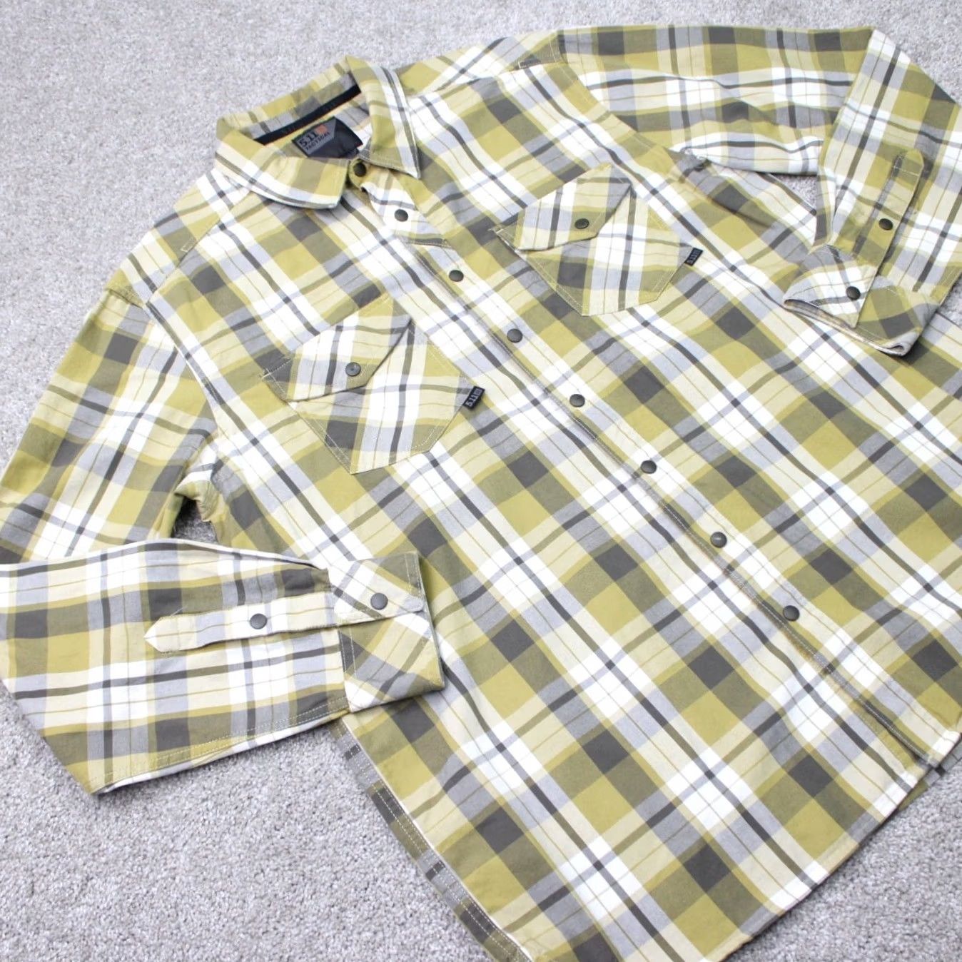 Vintage 5.11 Tactical Shirt Mens Large Yellow Plaid RAPIDraw Placket Long Sleeve Snap Shirt Size US L / EU 52-54 / 3 - 6 Thumbnail