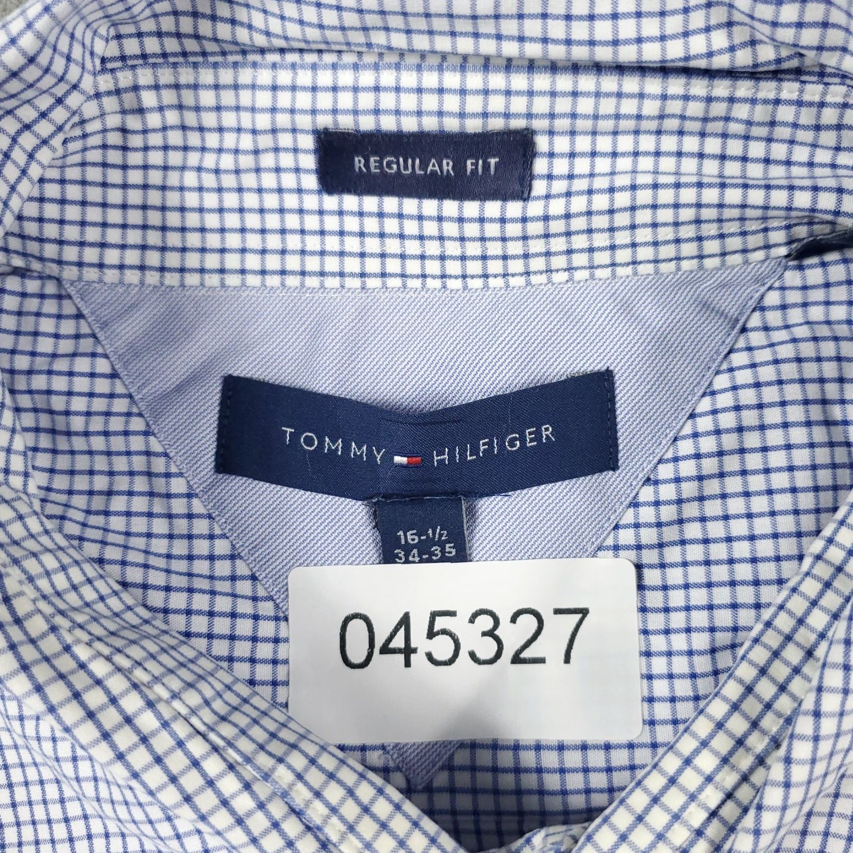 Tommy Hilfiger Tommy Hilfiger Shirt Mens 16.5 Blue Check Dress Button Down Long Sleeve Non-Iron Pockets 90s Modern Classic American Mens Size 42R - 6 Thumbnail