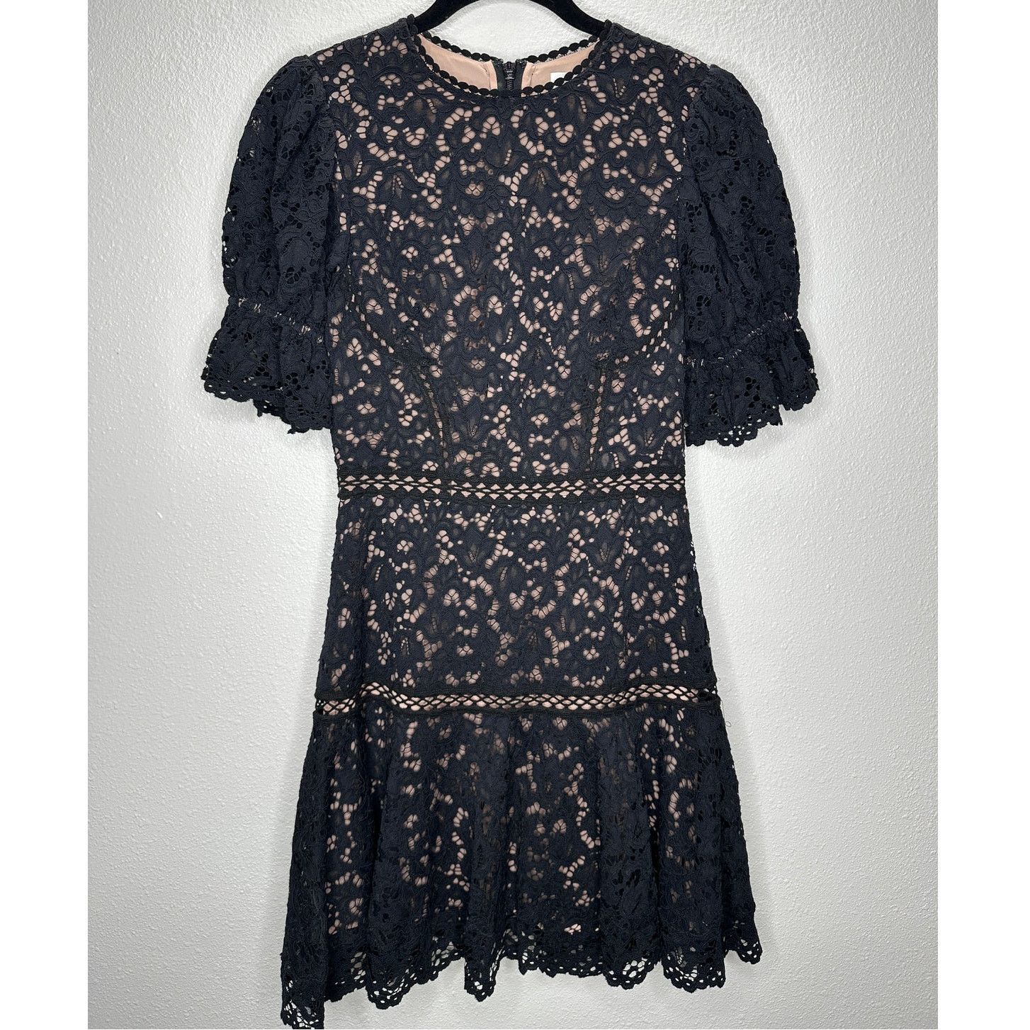 Jonathan Simkhai Jonathan Simkhai Black Eyelet Nude Lining Puff Sleeve Mini 4 Size S / US 4 / IT 40 - 3 Thumbnail