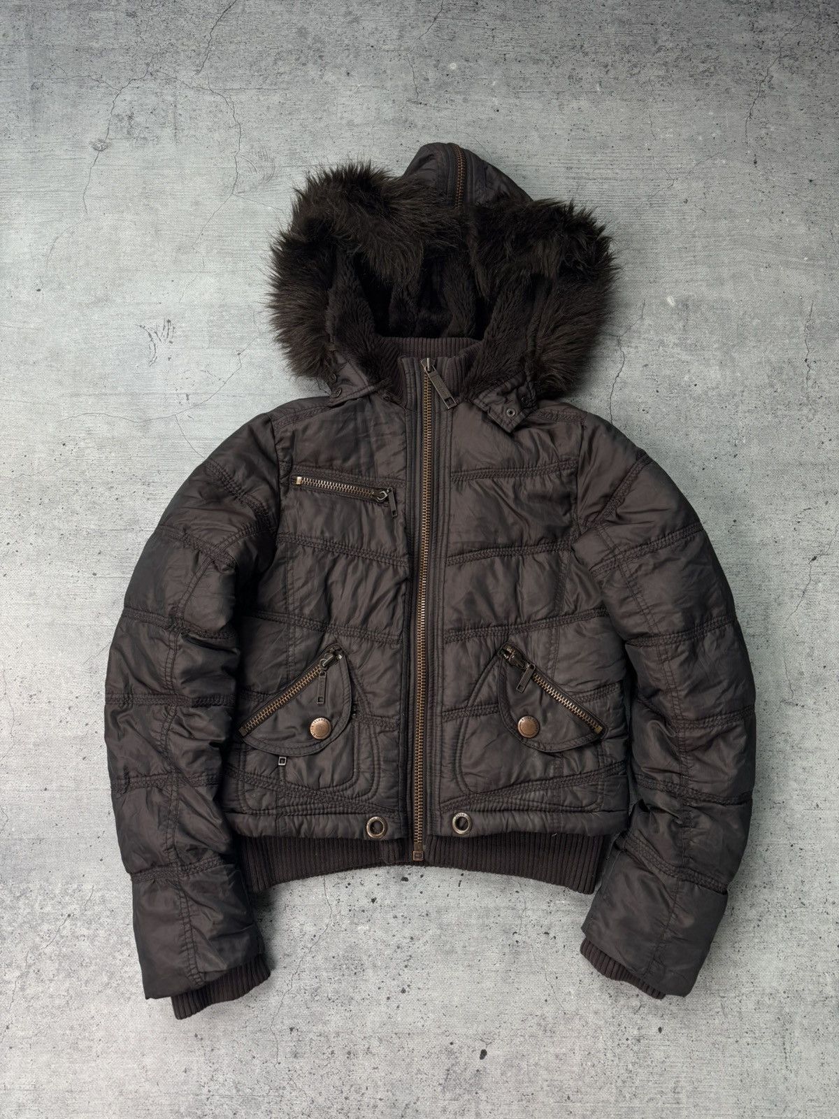 Hysteric Glamour Crazy Y2K Alaska bomber jacket fur black zipper hood Size L / US 10 / IT 46 - 1 Thumbnail