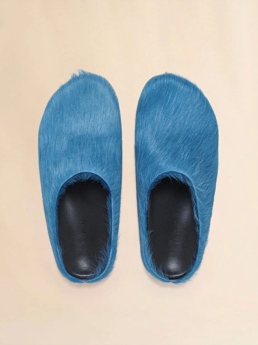 Marni o1f1d3z1225 Long Haircalfskin Fussbett Sabot Mules in Blue Size US 12 / EU 45 - 4 Thumbnail