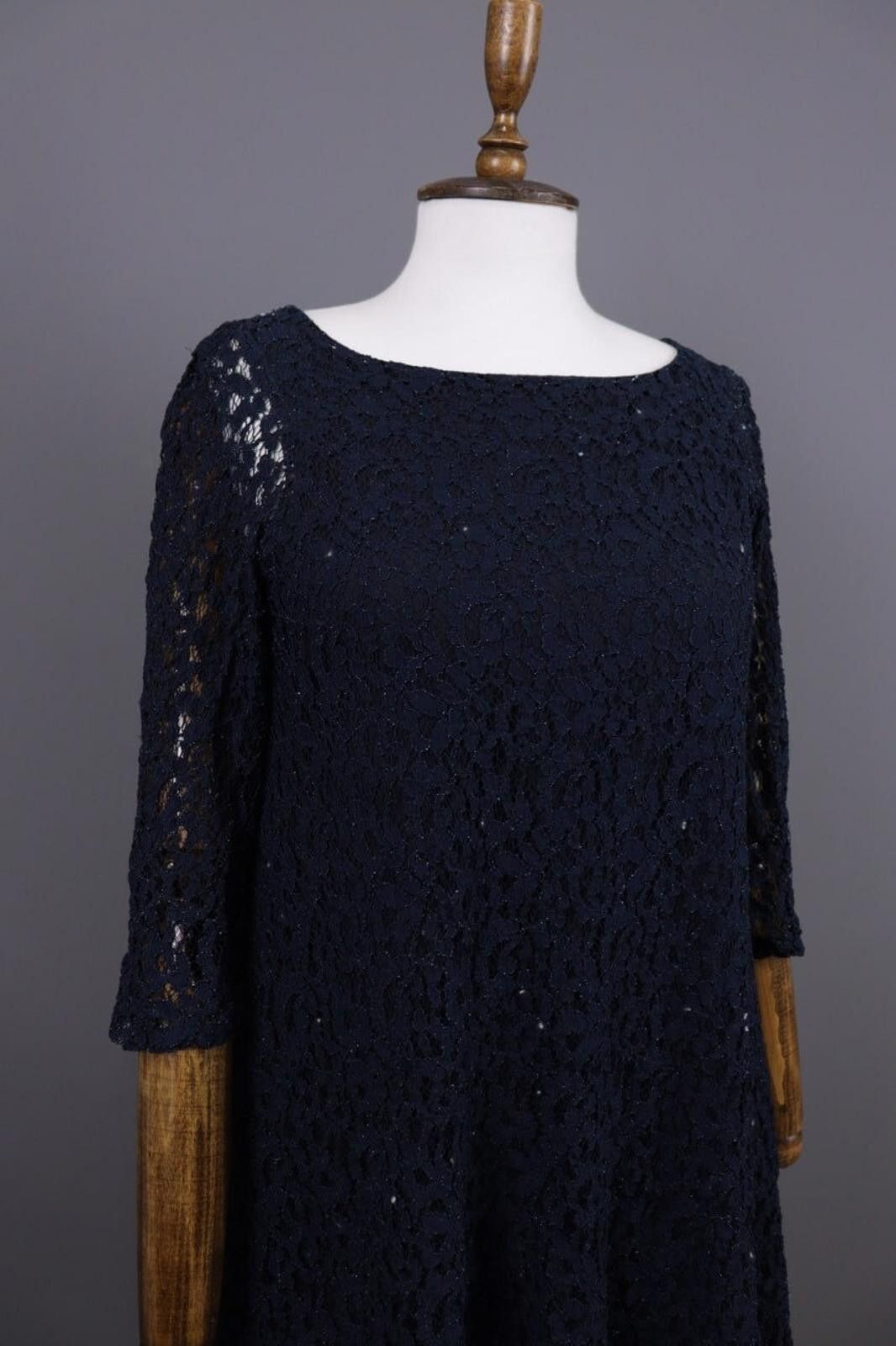 Designer Claudie Pierlot Blue Floral Mesh Evening Midi Dress Size 38 Size M / US 6-8 / IT 42-44 - 6 Thumbnail