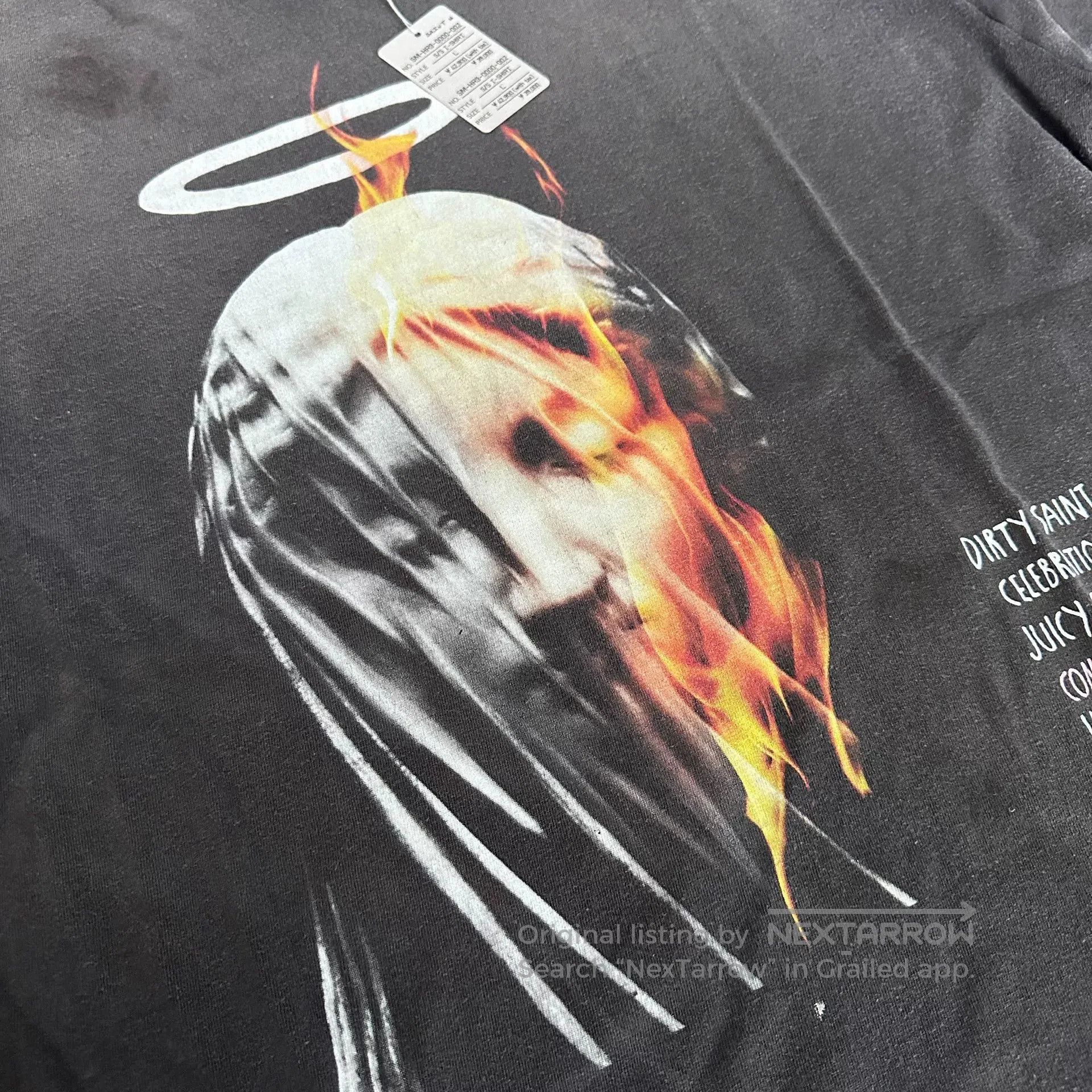 Saint Michael Saint Mxxxxxx SS25 Portrait Flame Print Tee. Size US L / EU 52-54 / 3 - 3 Thumbnail