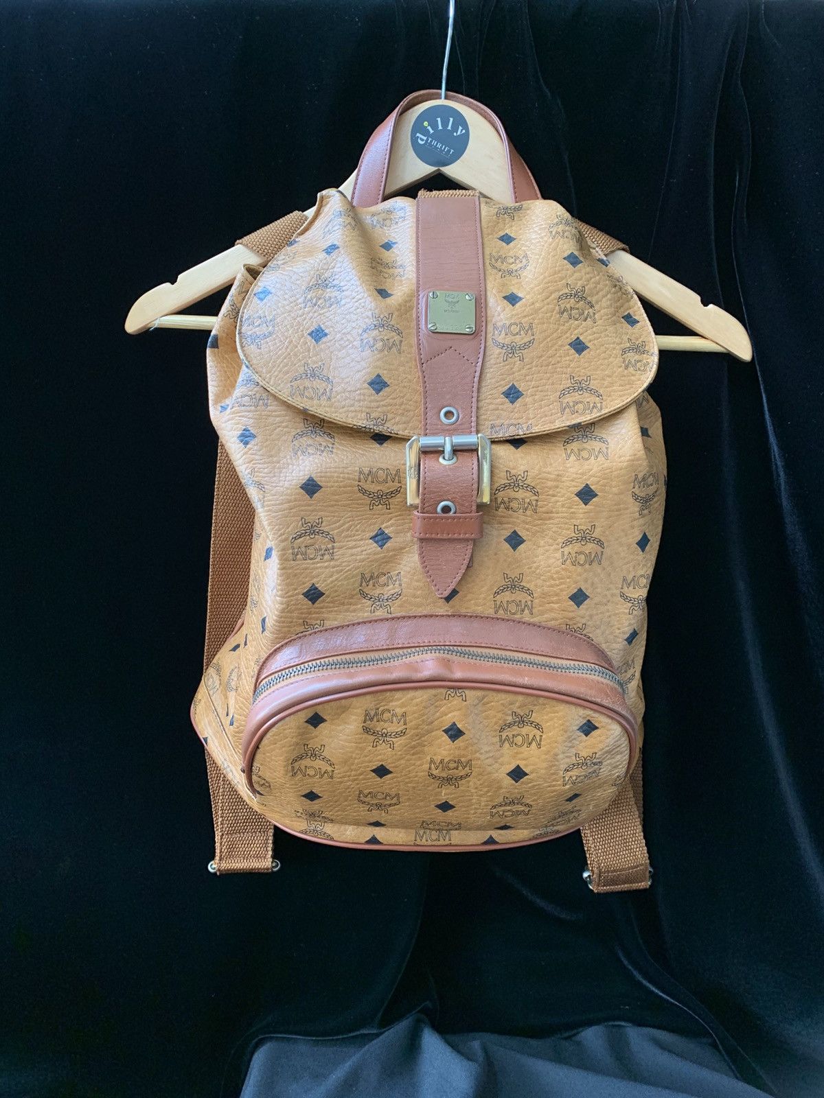 VINTAGE MCM VISETOS COGNAC MONOGRAM LEATHER BACKPACK Accessories