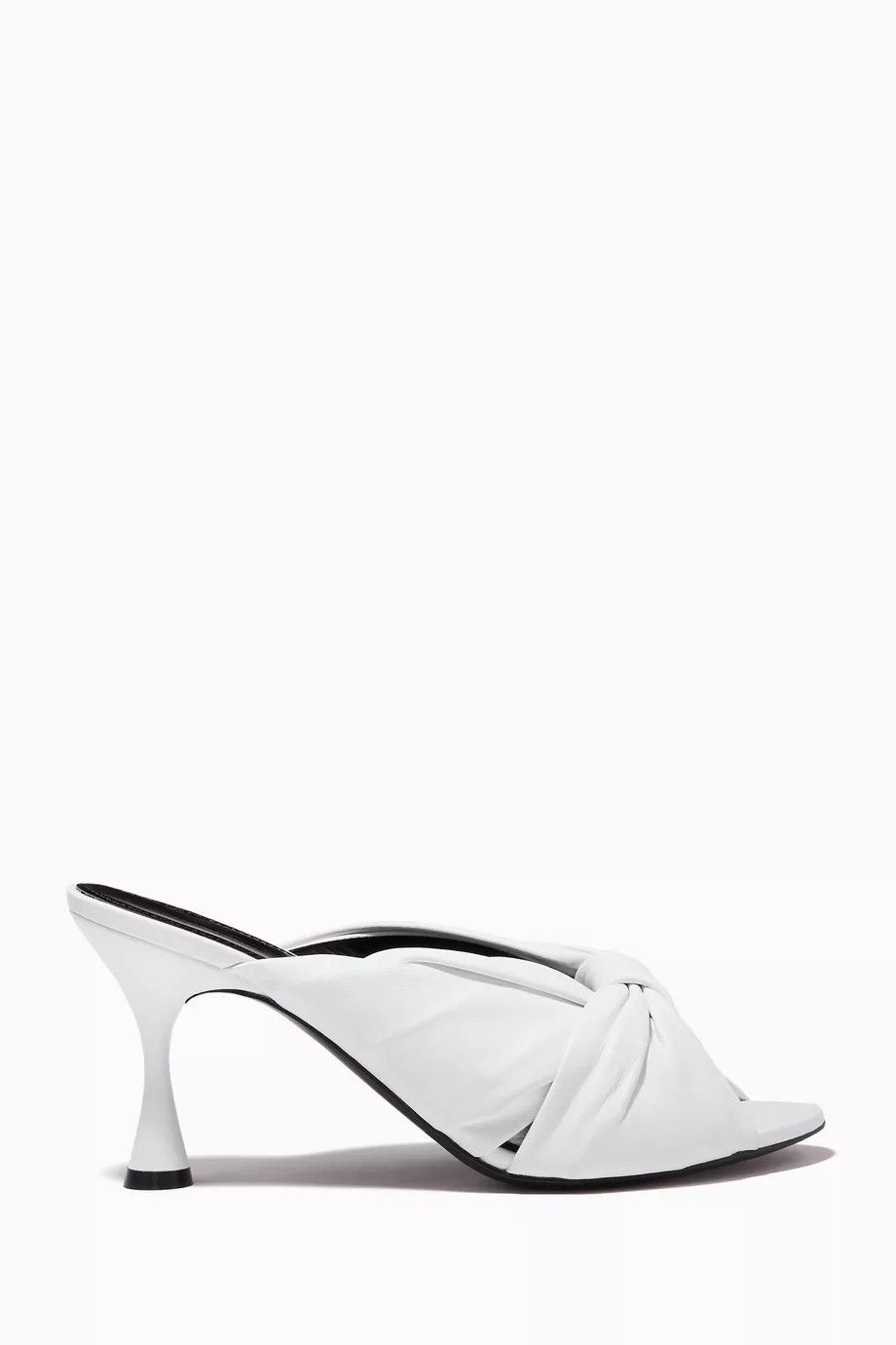 Balenciaga O1Y0625 Leather Mule Shoess In White Shoes, Women's
