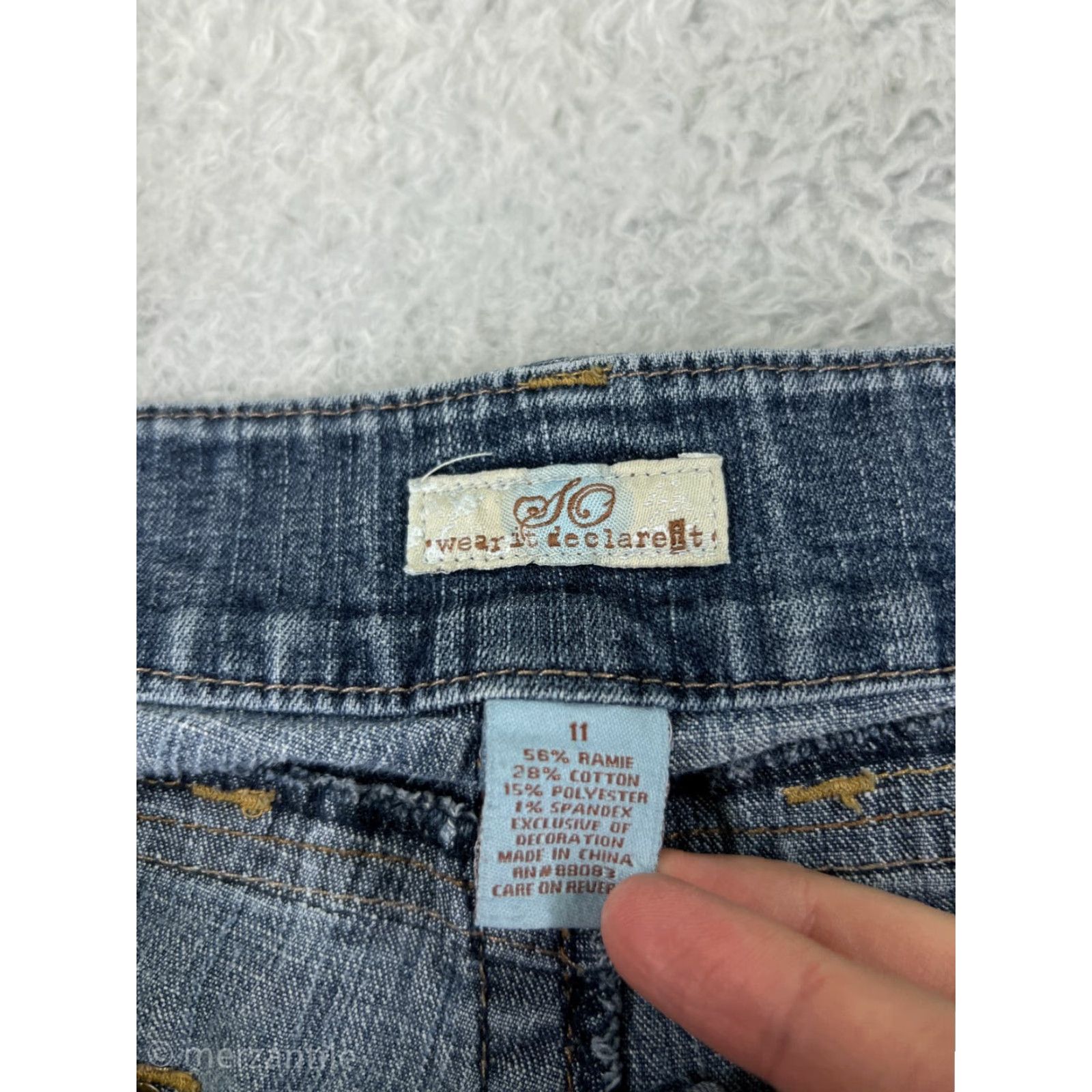 Denime SO Jeans Jeans Blue Denim Low Rise Bootcut 11 Women Cotton Blend 5-Pocket Embroidered Zipper Button Blue Wash Denim SO Womens 11 Jeans Size 32" / US 10 / IT 46 - 4 Thumbnail