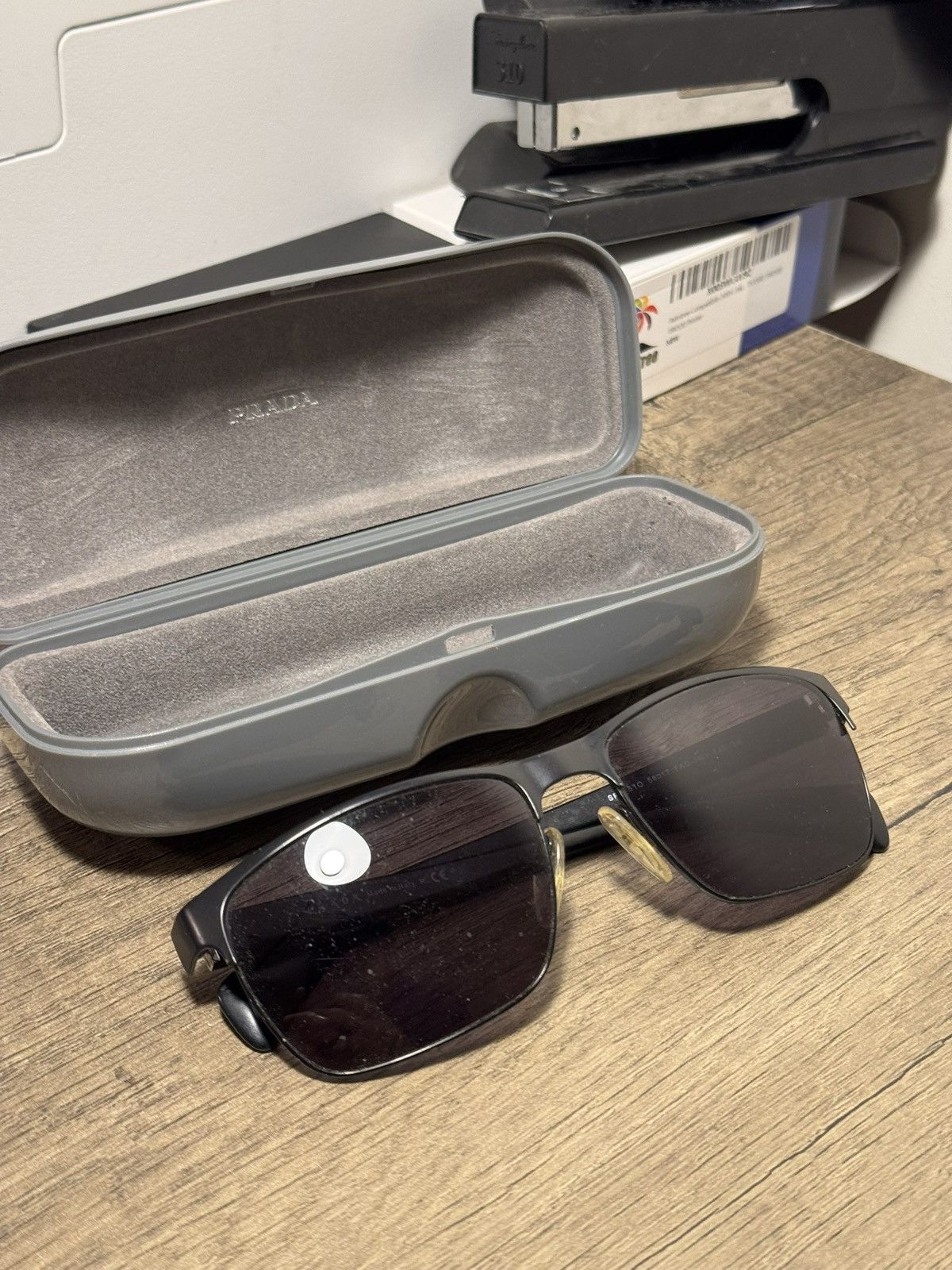 Prada Prada SPR 510 Black Rectangular Sunglasses w/ Case Size ONE SIZE - 2 Thumbnail