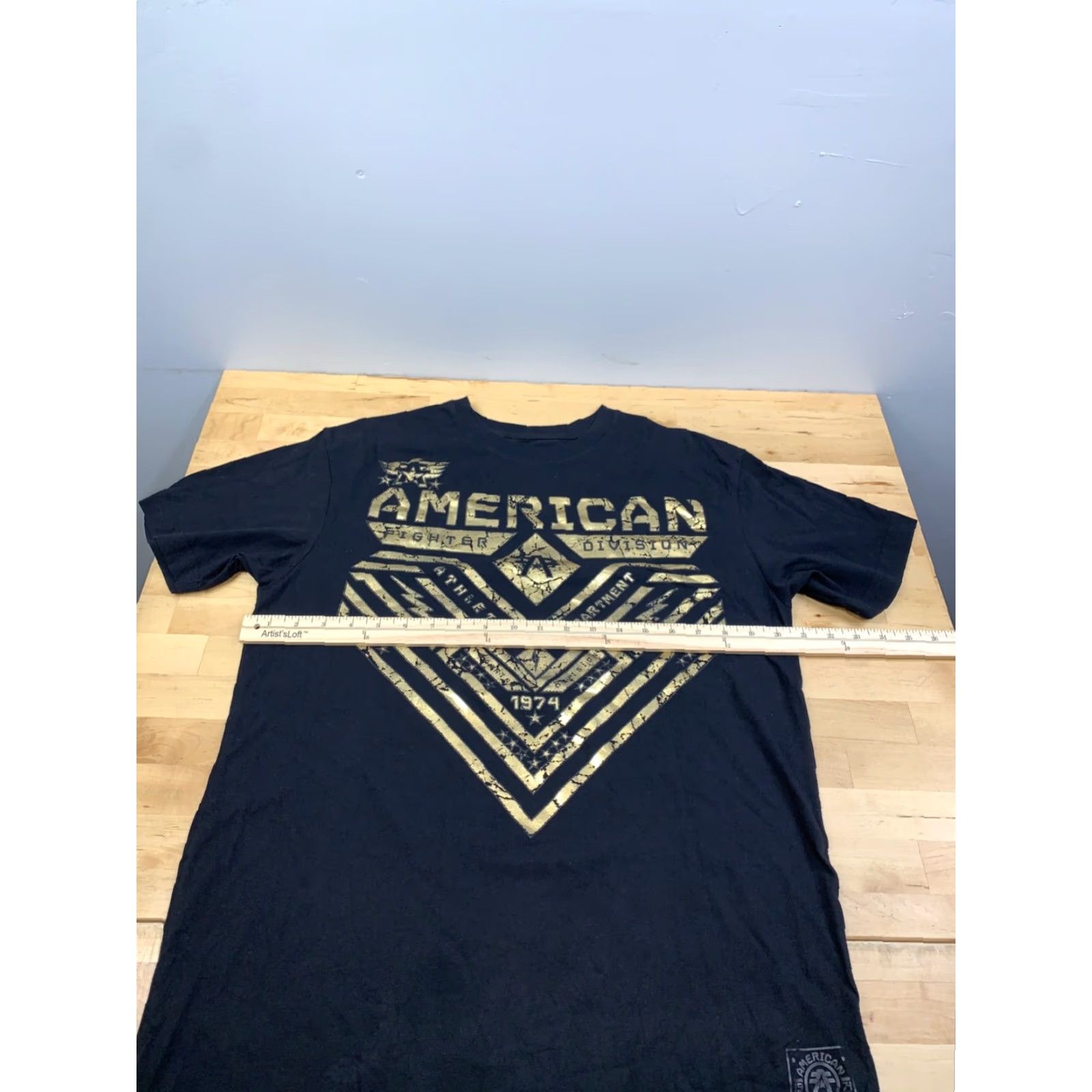 Vintage VINTAGE American Fighter Shirt Mens L Black Gold Crew Neck Short Sleeve 11179 Size US L / EU 52-54 / 3 - 6 Thumbnail