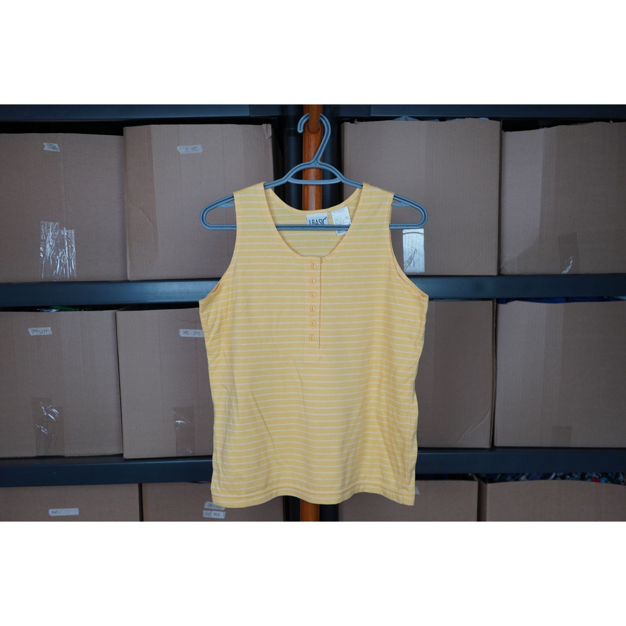 Vintage 90s Simply Basic Yellow Striped S #394 Size S / US 4 / IT 40 - 1 Thumbnail