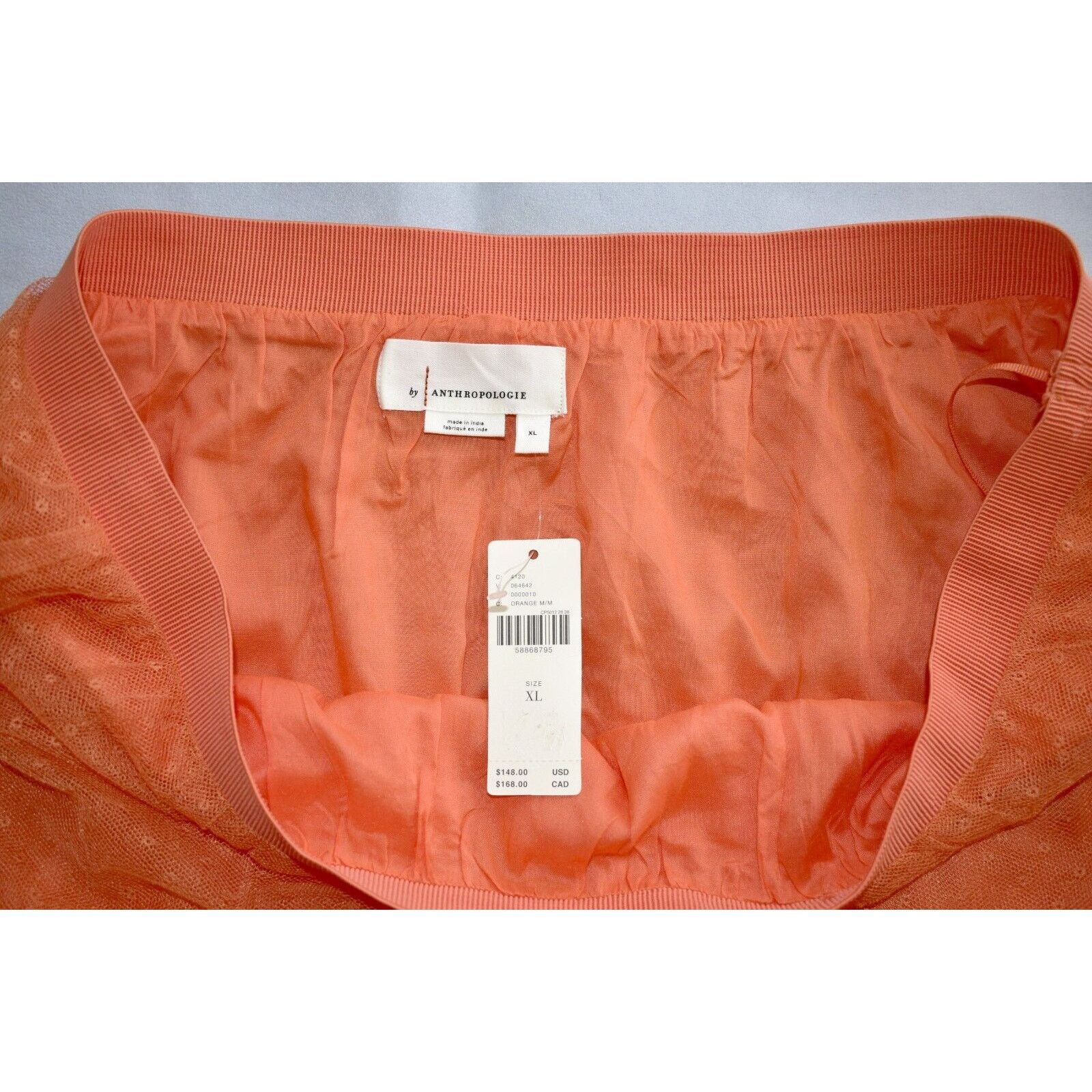 Anthropologie A8 NWT ANTHROPOLOGIE Evelyn Orange Mesh/Tulle Skirt XL $148 Size 35" - 3 Thumbnail