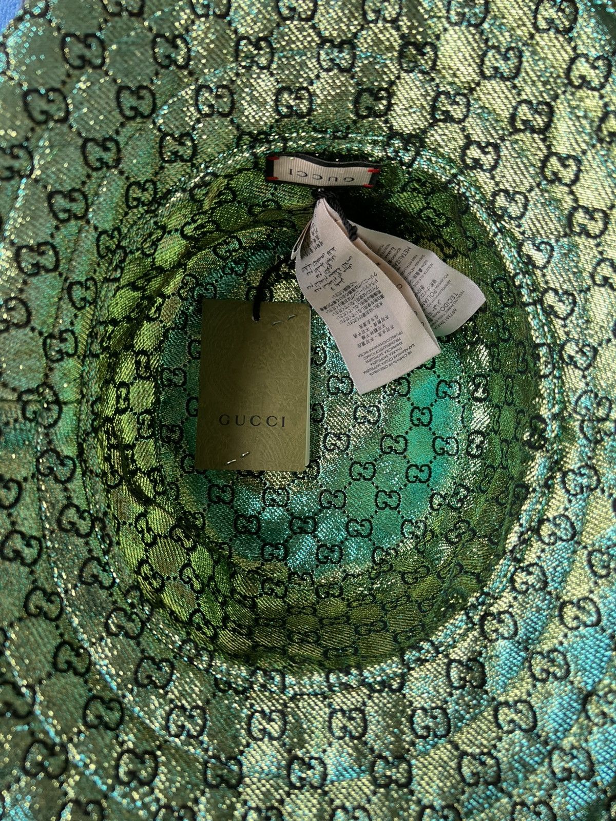 Gucci Gucci Pile Jacquard Bucket Hat Reseda/Dark Green monogram Size ONE SIZE - 9 Thumbnail