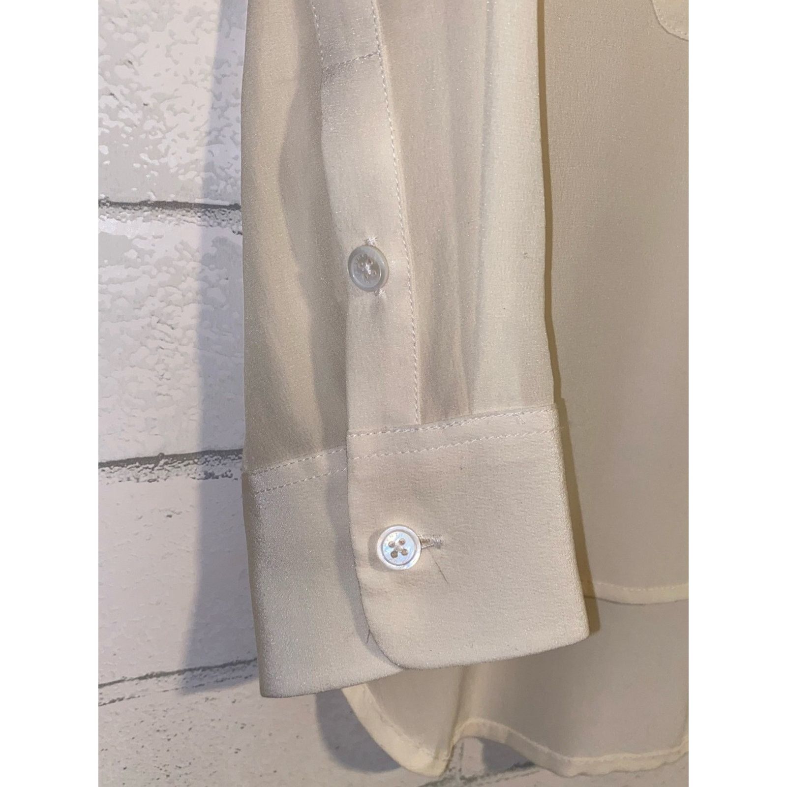 Equipment Equipment Femme $250 100% Silk Ivory Cream Blouse Crop XS Size XS / US 0-2 / IT 36-38 - 4 Thumbnail