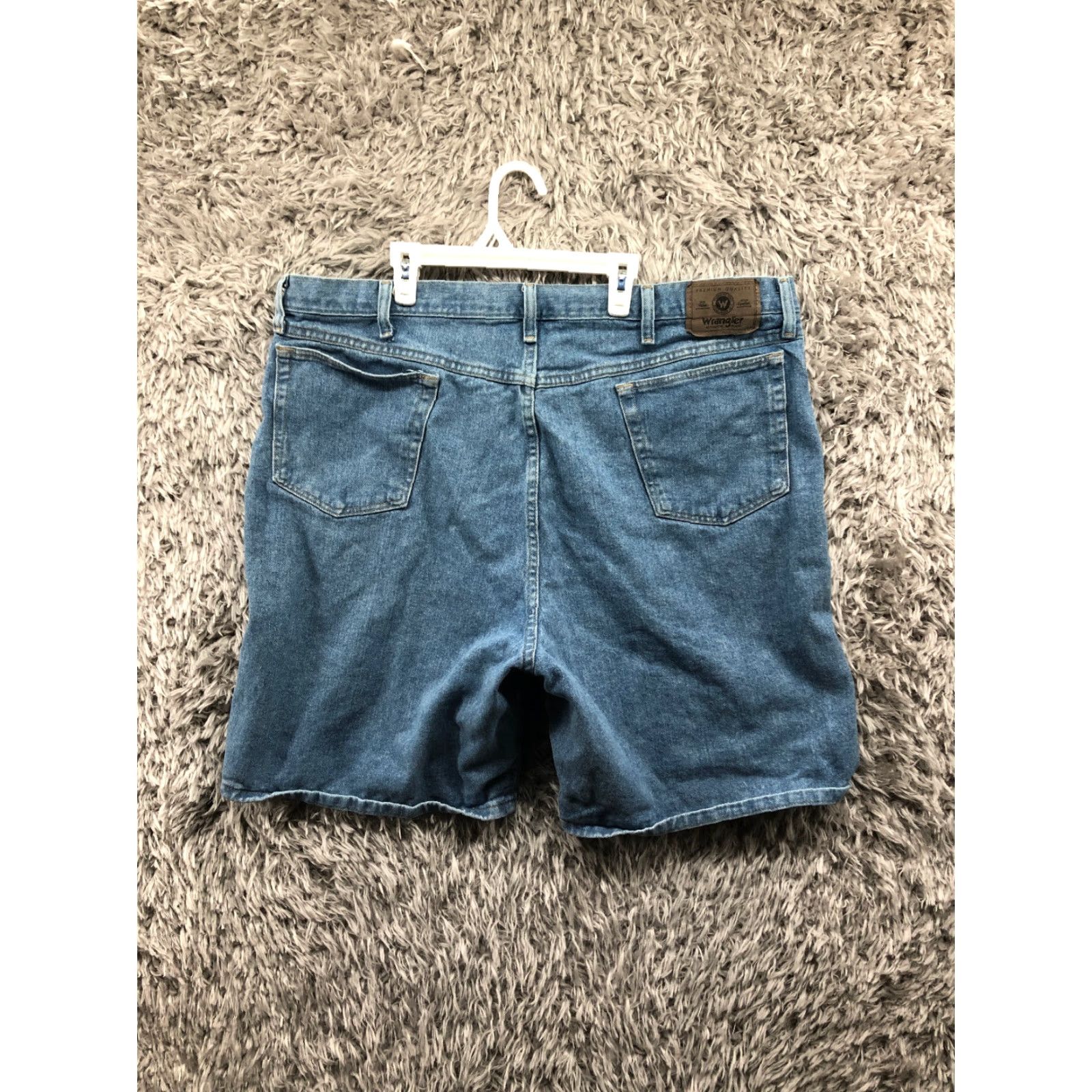 Wrangler Wrangler Mens Shorts 42 Mid Rise Medium Wash Blue Denim Bermuda Shorts - 5-Pocket, Belt Loops, Flat Front, Regular Fit Mens Size US 42 / EU 58 - 4 Thumbnail