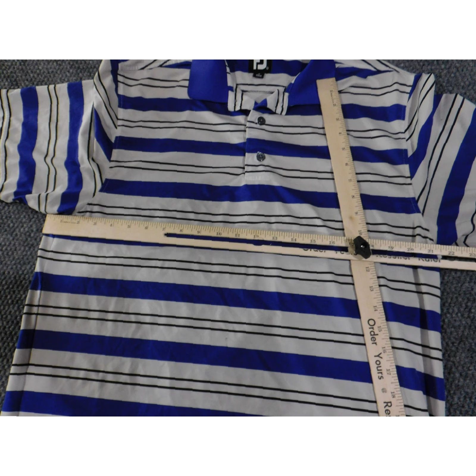 Footjoy FootJoy Polo Shirt Mens M Blue White Black Striped Golf Performance Stretch Shirt Size US M / EU 48-50 / 2 - 6 Thumbnail