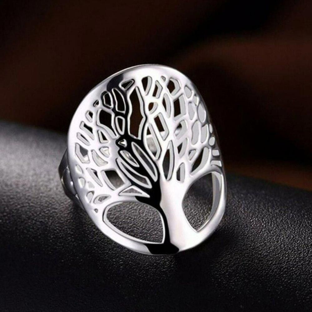 Designer 925 Sterling Silver Tree Of Life Hollow Ring - Size 6 Size ONE SIZE - 1 Thumbnail
