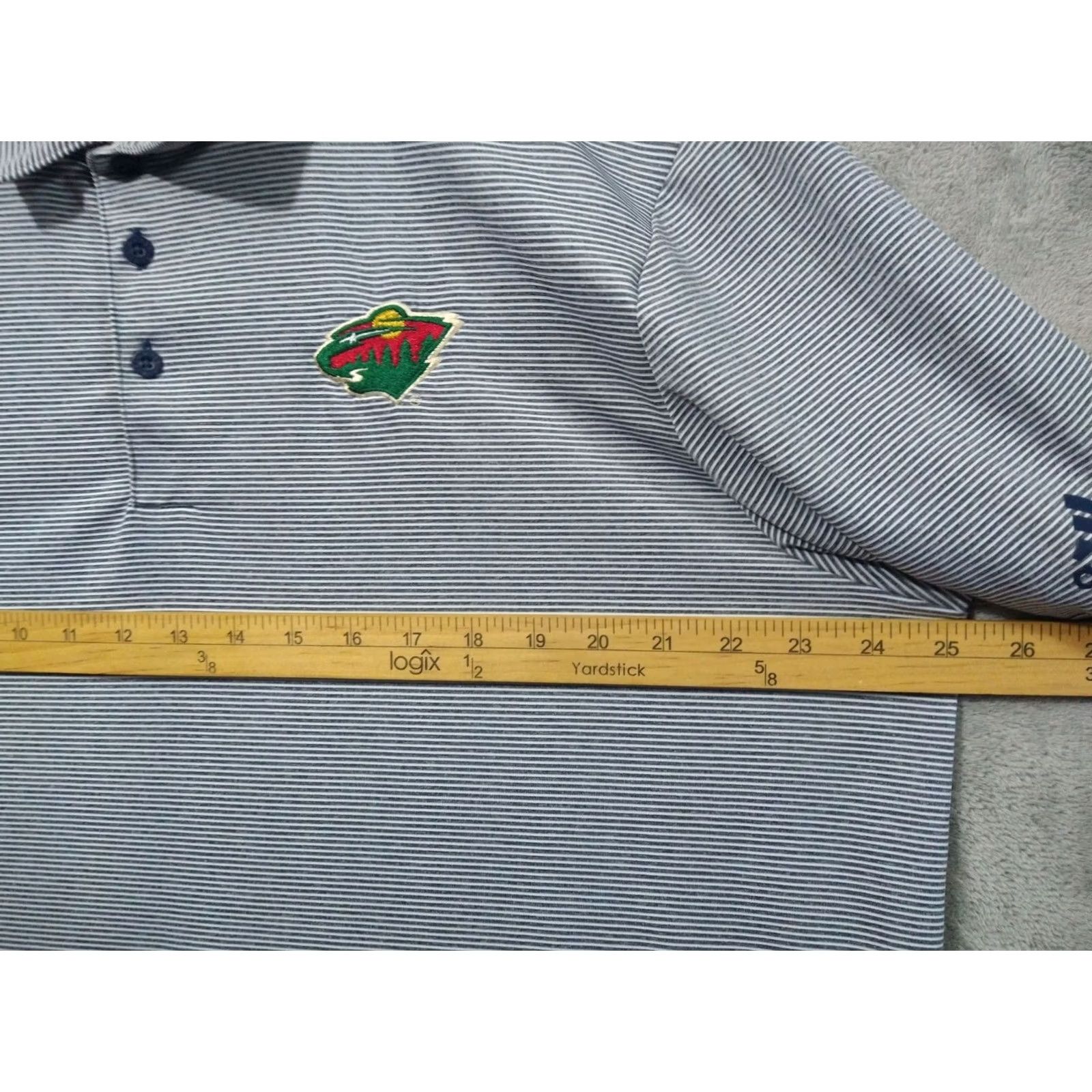 Adidas Adidas Shirt Mens XL Gray Striped Minnesota Wild Short Sleeve Ottoman Polo Size US XL / EU 56 / 4 - 4 Thumbnail