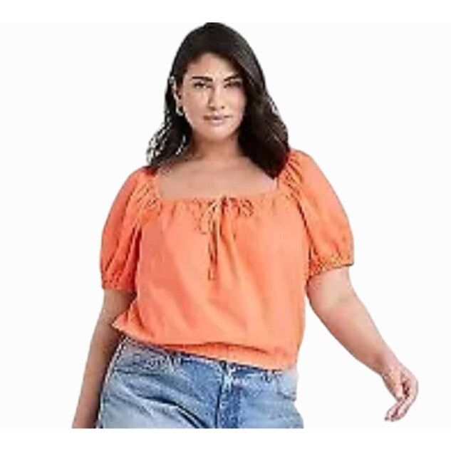 Other Universal Thread - Women's Puff Short Sleeve Peasant Top - O Size L / US 10 / IT 46 - 1 Thumbnail